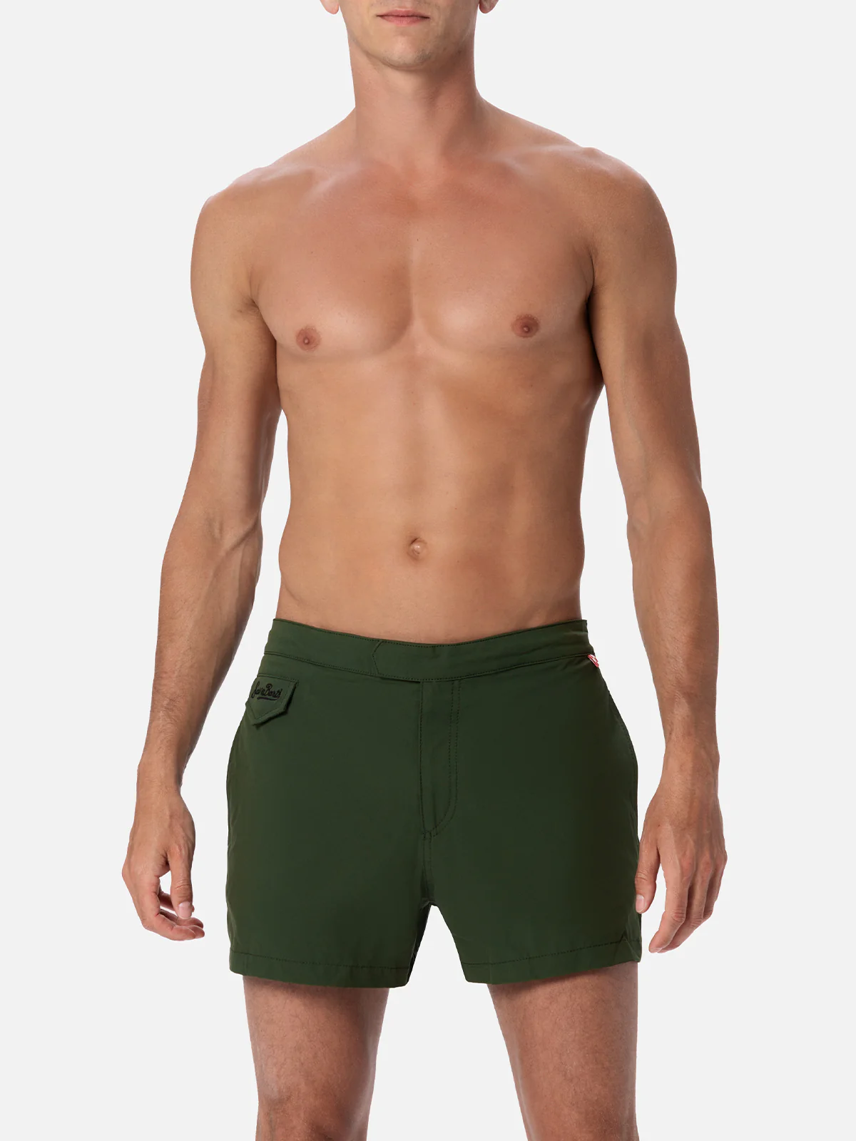 Harrys military green swim shorts in stretch technical fabric - Image 3
