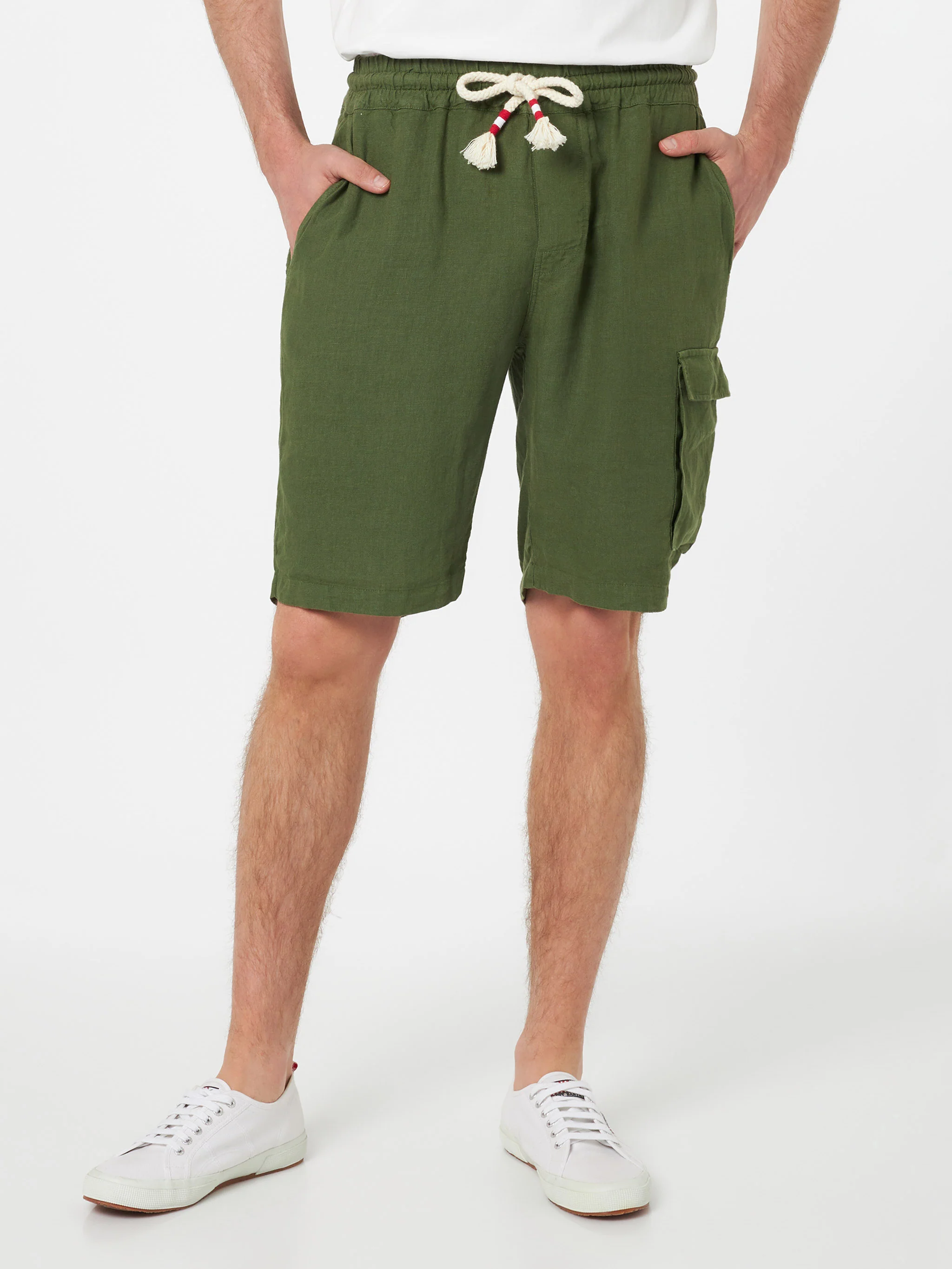 Marseille military green linen bermuda shorts