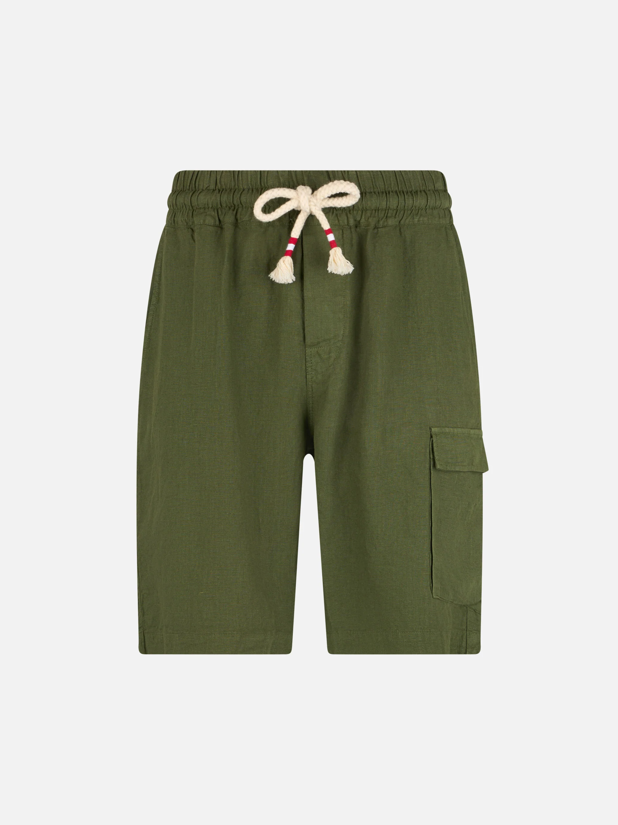 Marseille military green linen bermuda shorts - Image 4