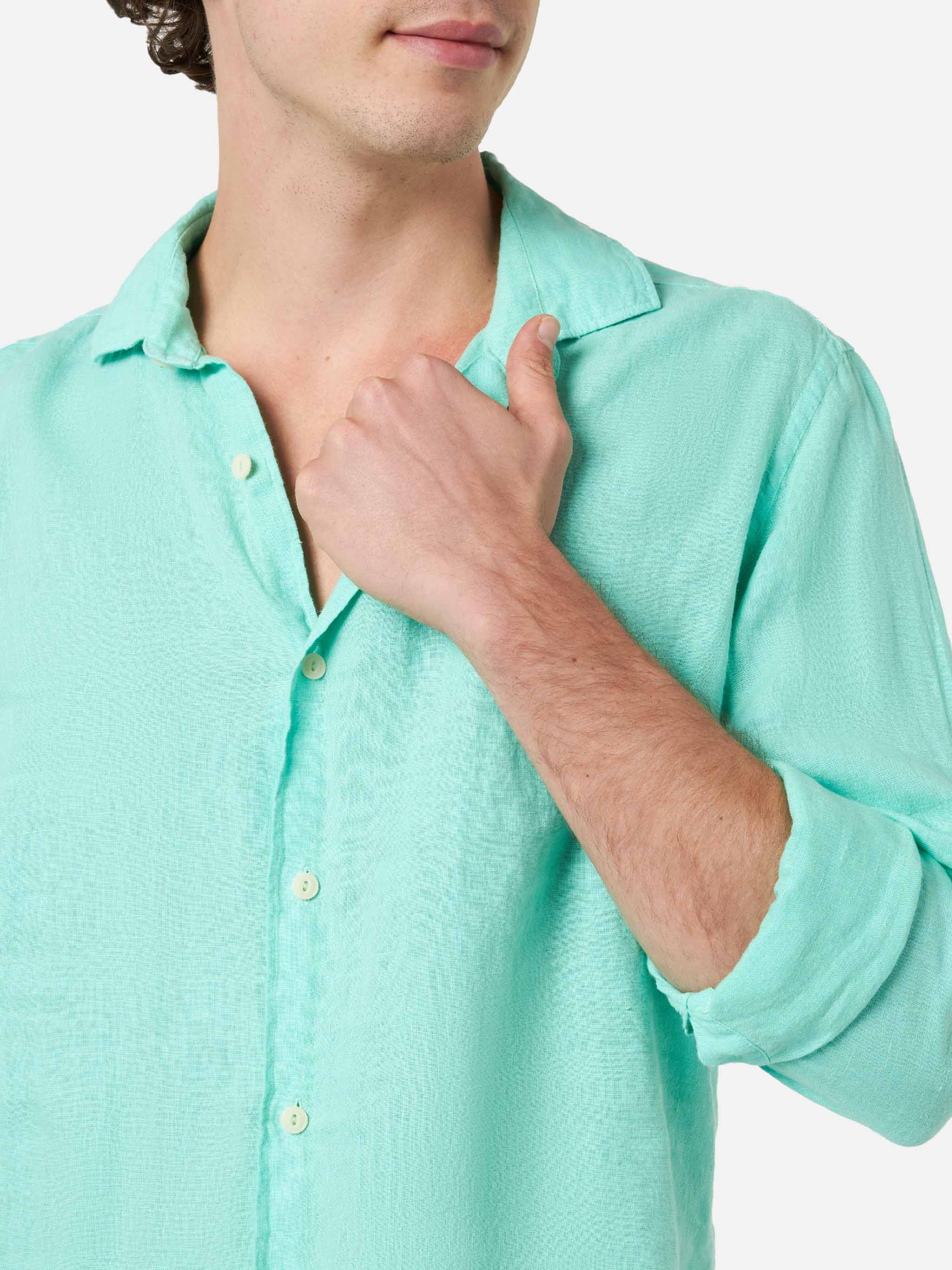 Pamplona linen shirt in mint green - Image 3
