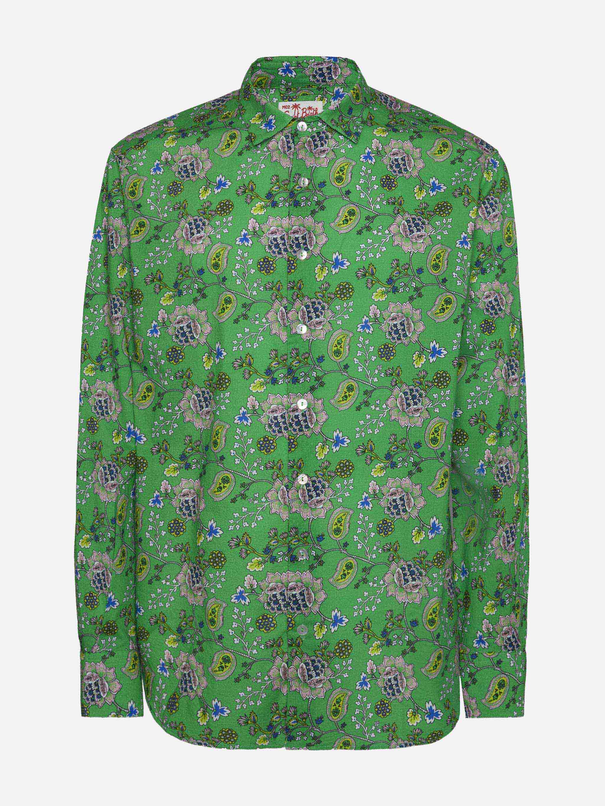 Sikelia cotton muslin shirt with boho print - Image 4