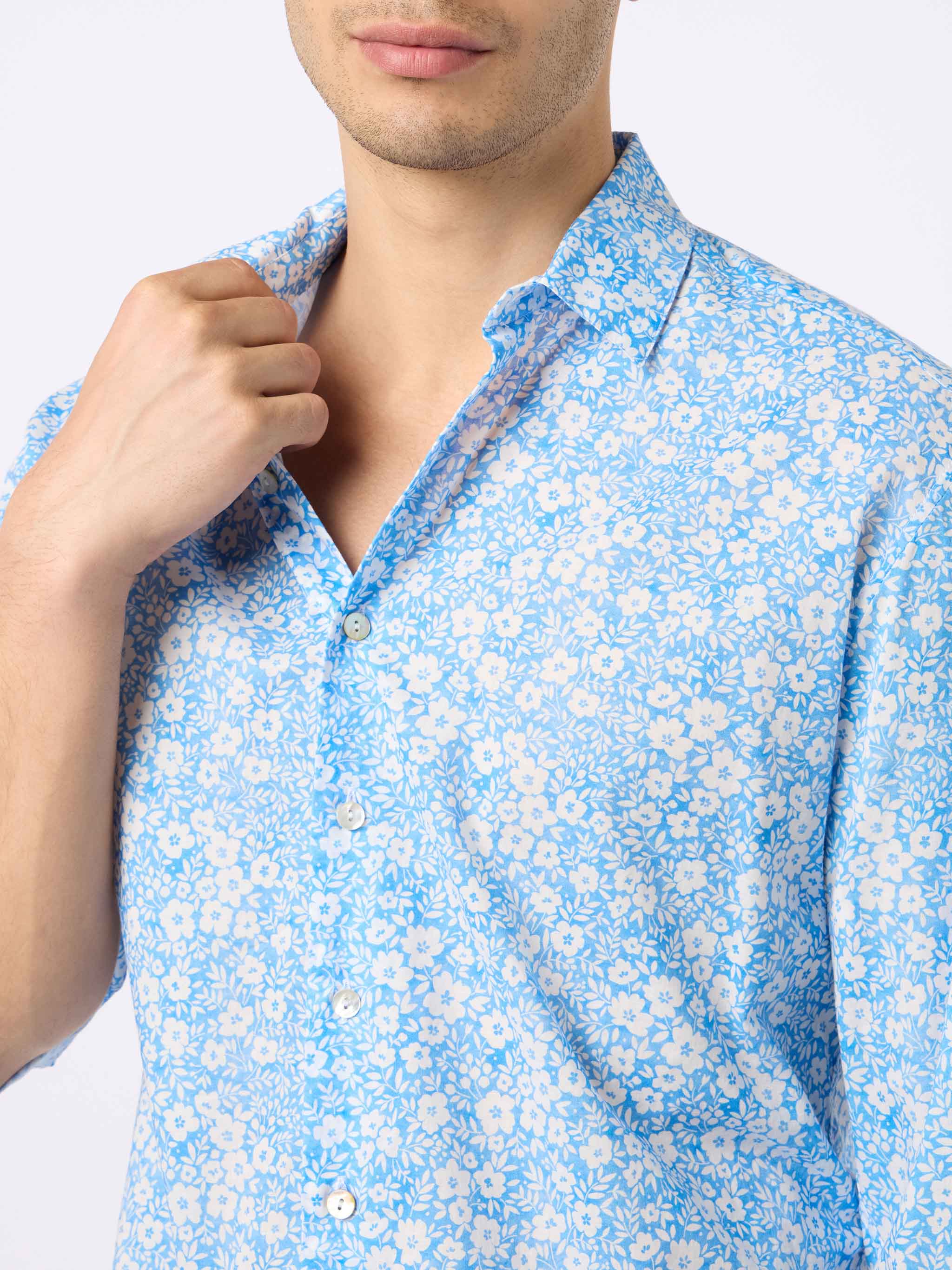 Sikelia multicolor micro flower print cotton muslin shirt - Image 2