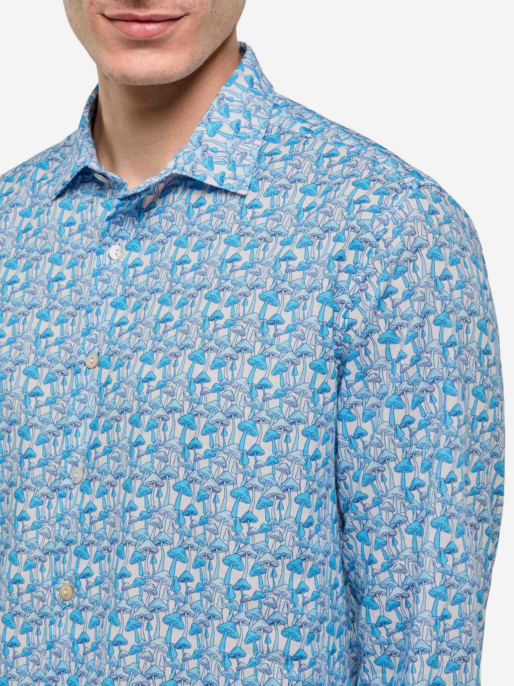 Sikelia cotton muslin shirt with mushroom print - Image 2