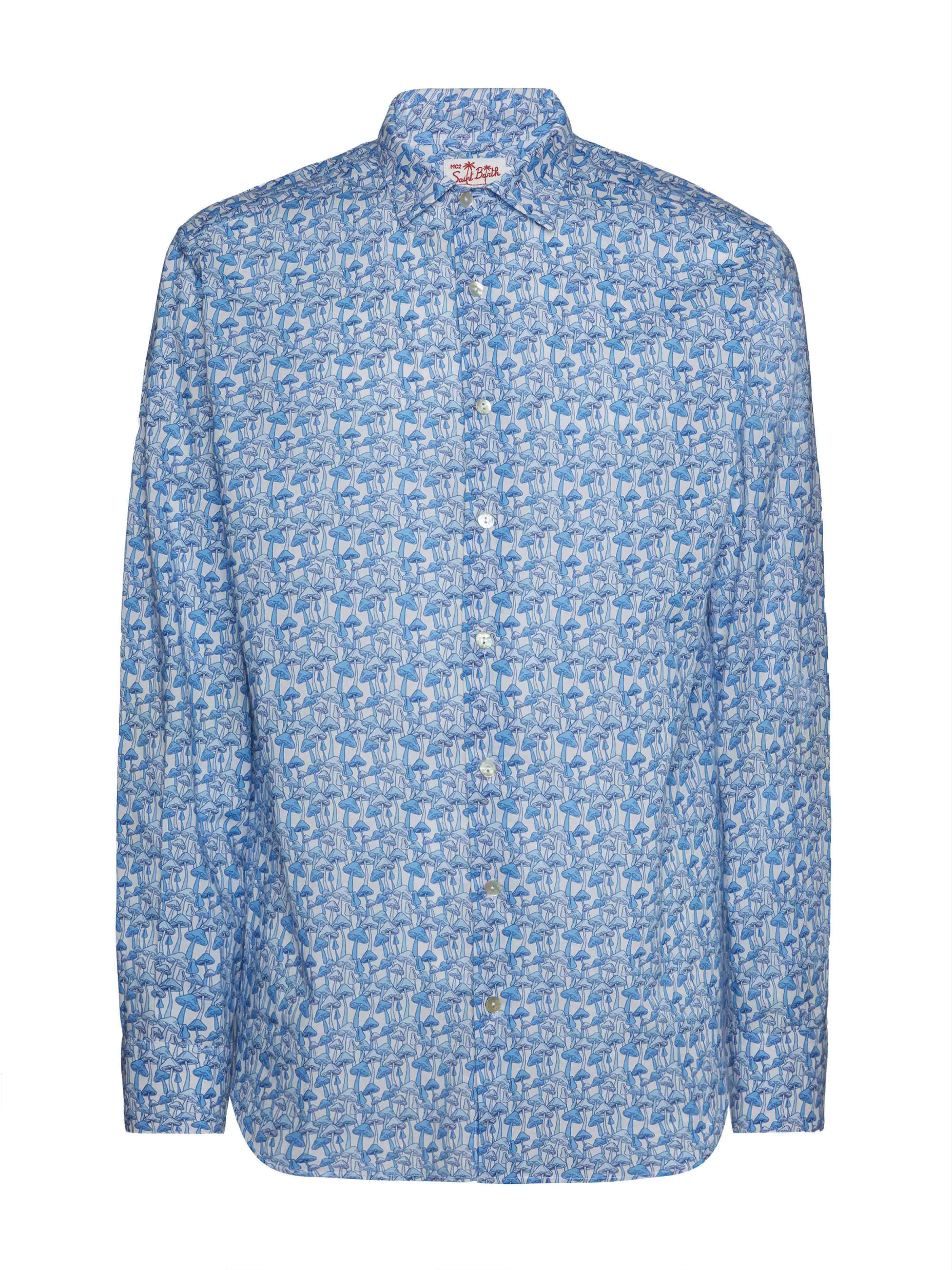Sikelia cotton muslin shirt with mushroom print - Image 4