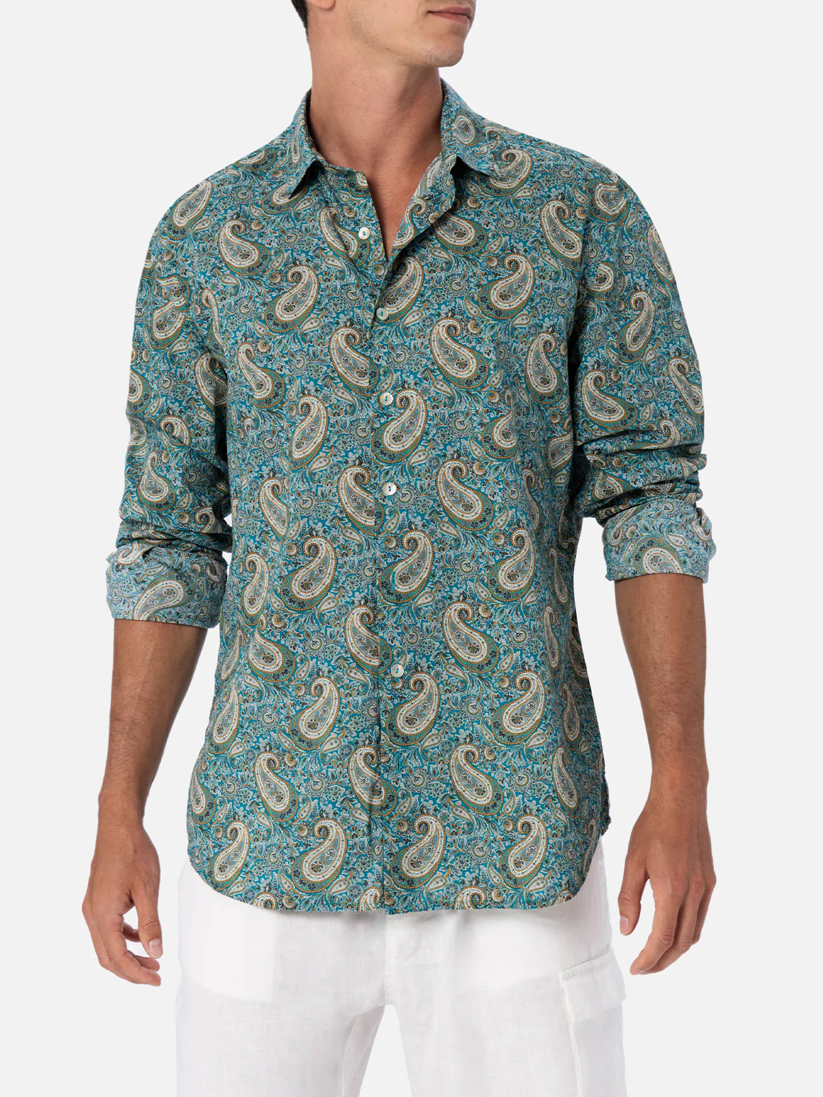 Sikelia multicolor paisley print cotton muslin shirt | Special Edition
