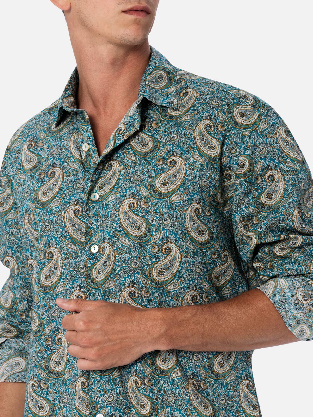 Sikelia multicolor paisley print cotton muslin shirt | Special Edition - Image 2