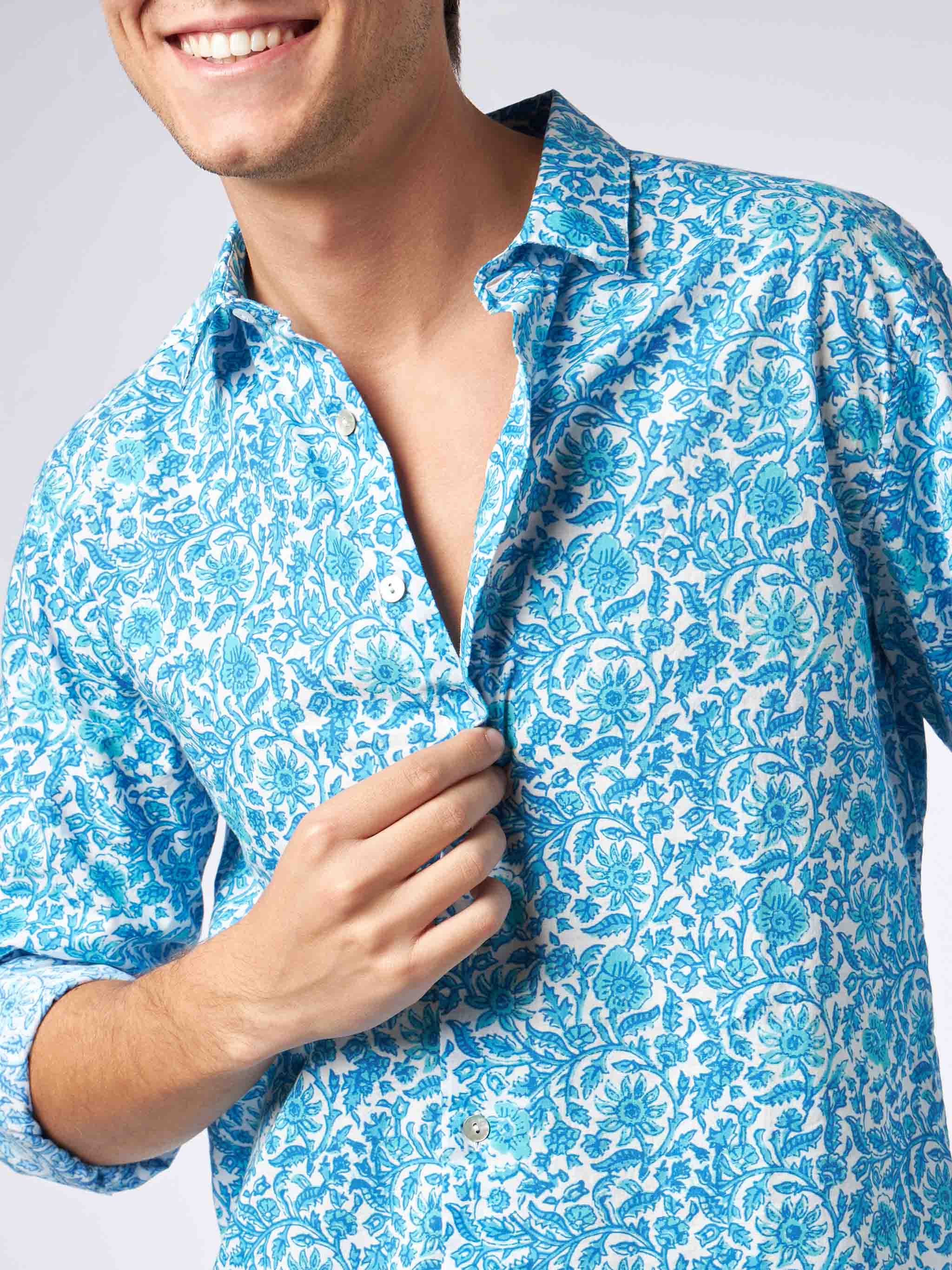 Sikelia muslin cotton shirt with flower print - Image 2