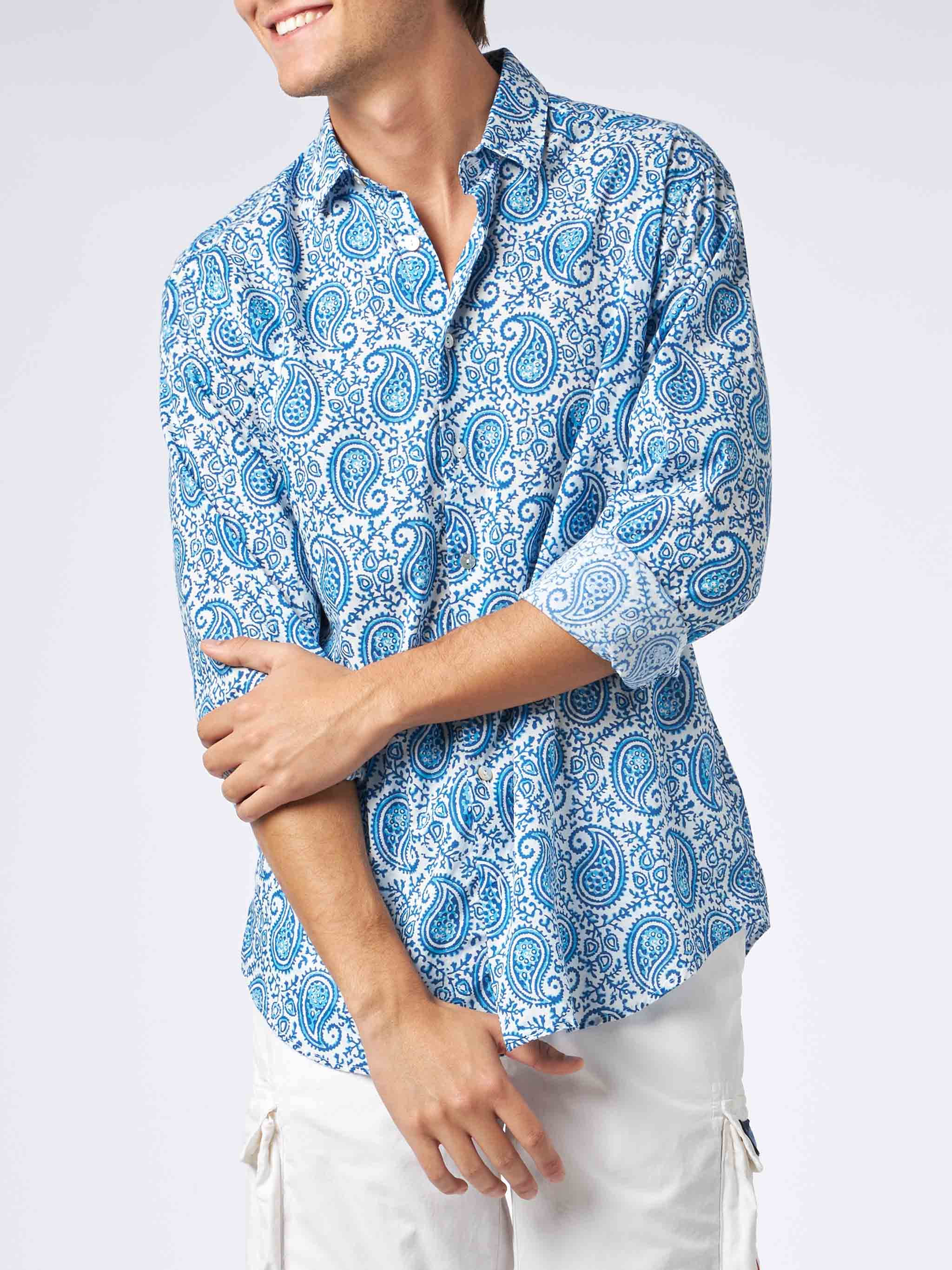 Sikelia muslin cotton shirt with paisley print