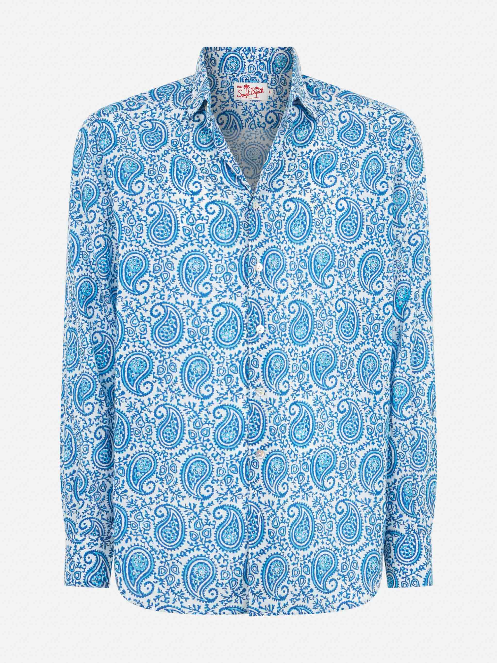Sikelia muslin cotton shirt with paisley print - Image 4