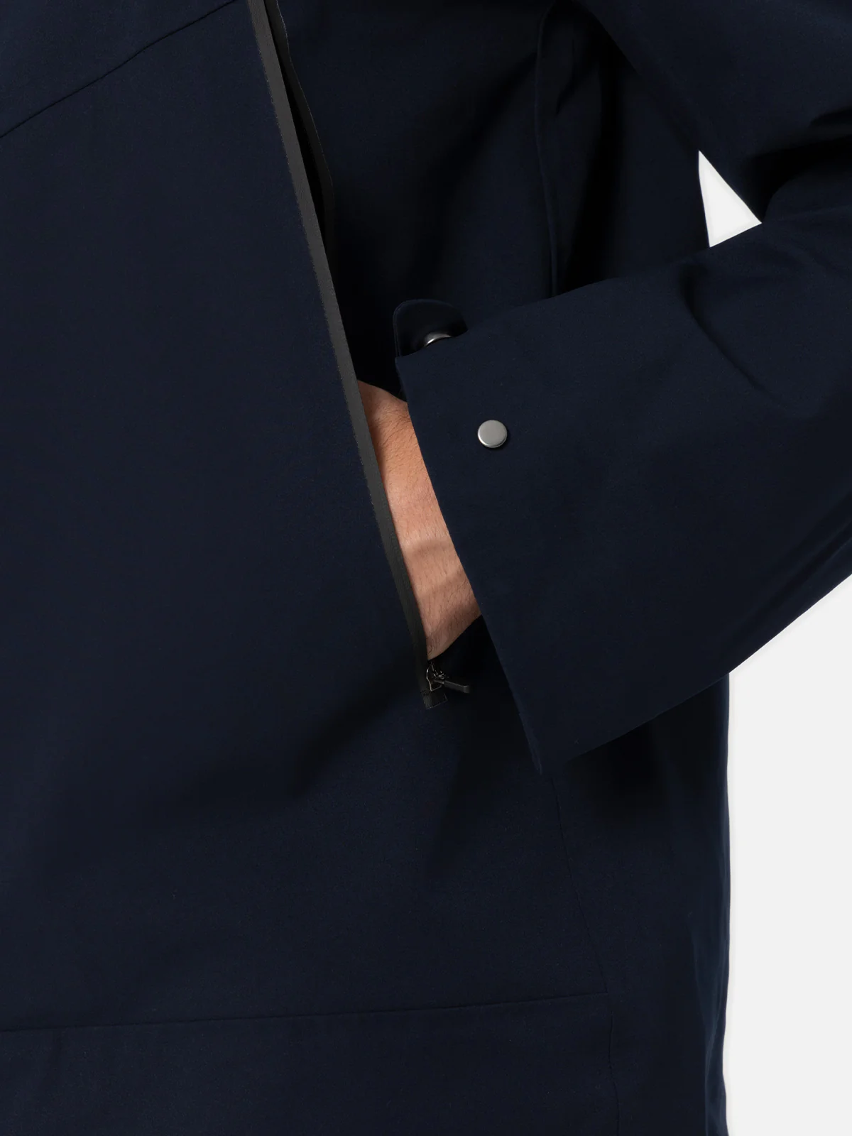 Parson 3 layer technical fabric jacket in navy blue solid color - Image 2