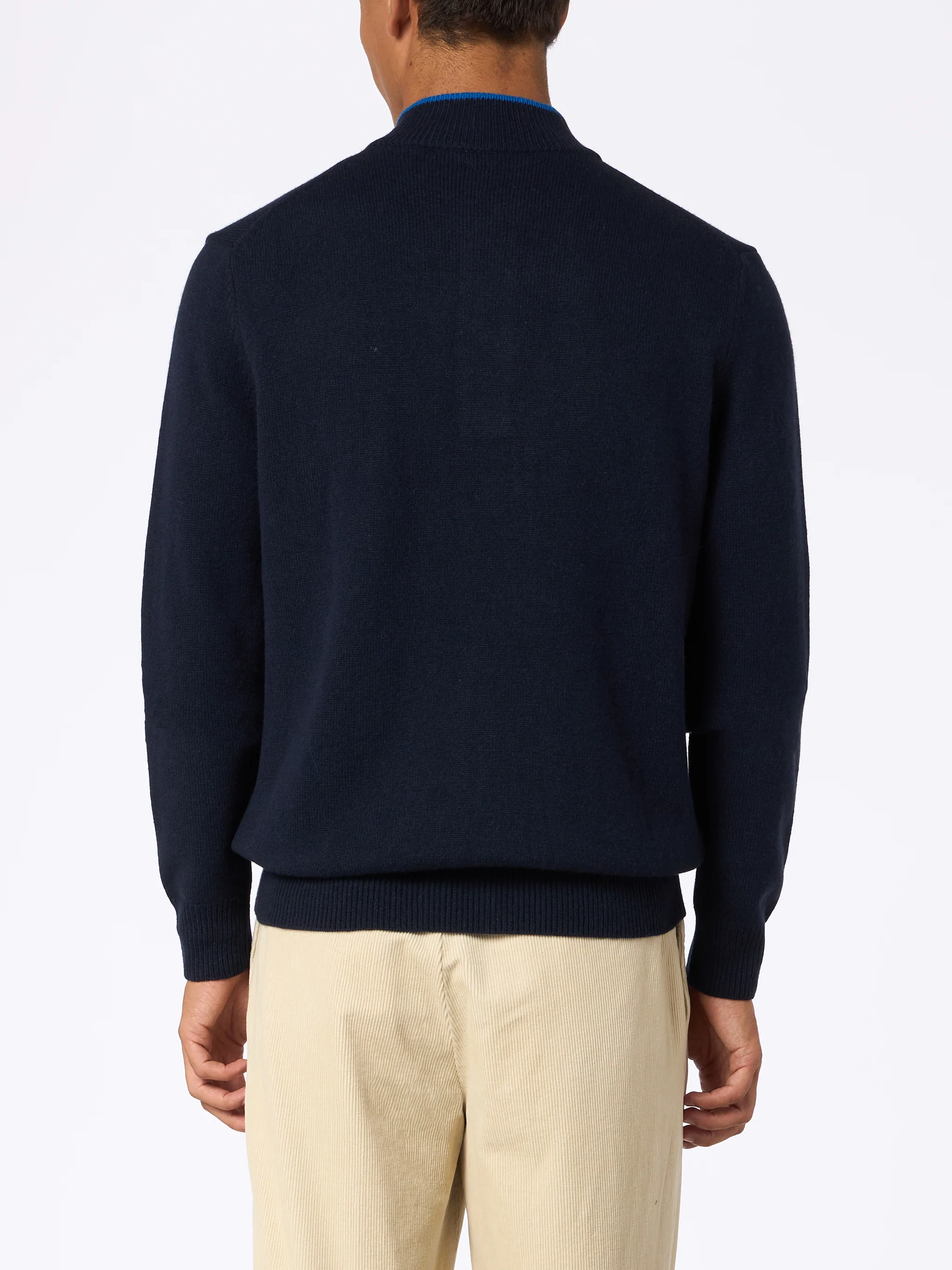Navy blue polo sweater in BLENDED CASHMERE - Image 2