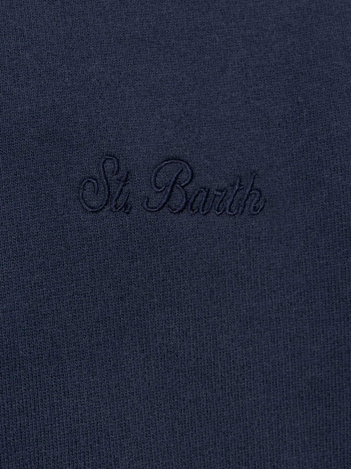 Dunkan half zip cotton sweatshirt in navy blue solid color with logo embroidery - Image 7