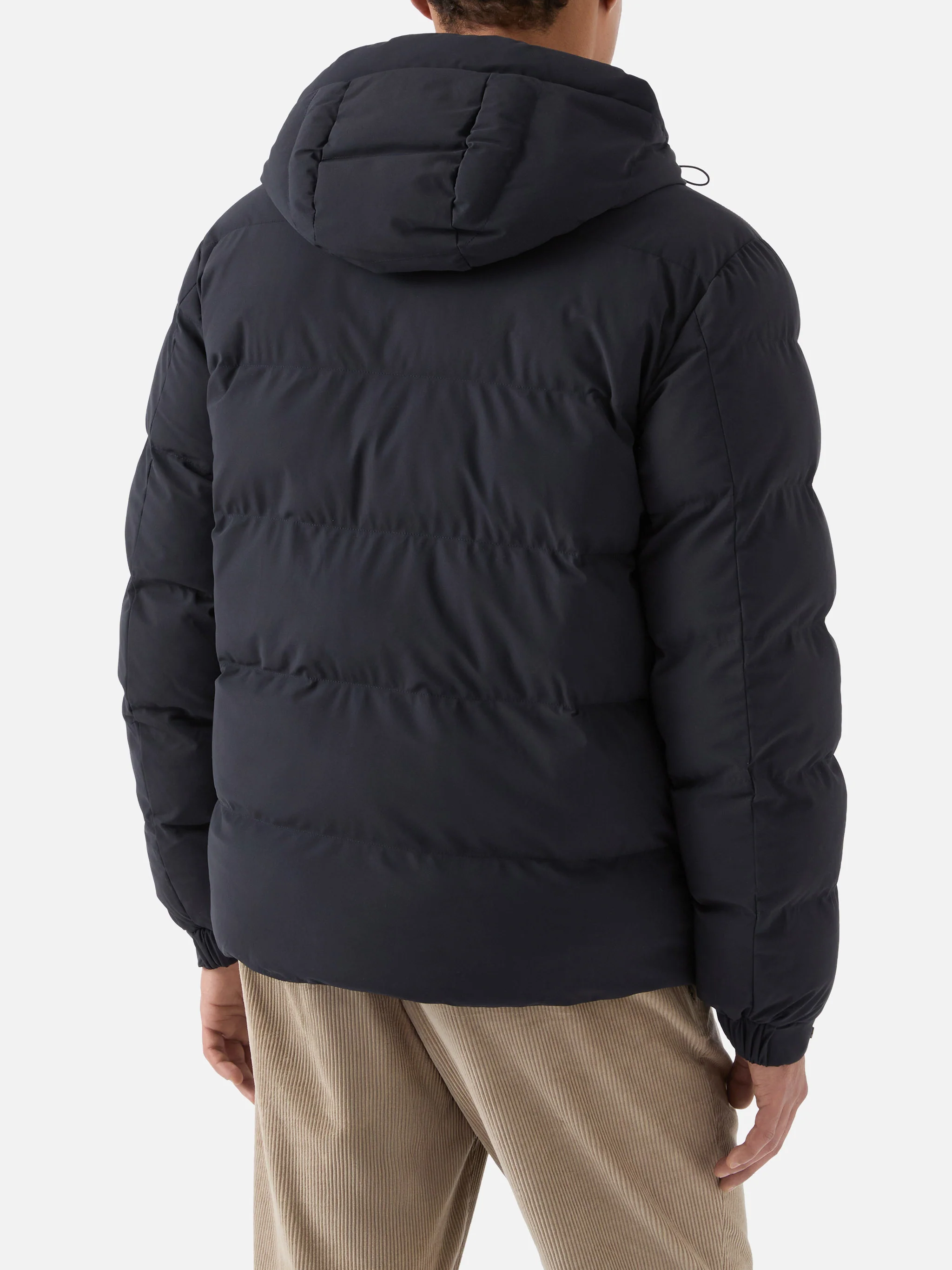 Maier padded hooded jacket in technical fabric in navy blue solid color - Image 5
