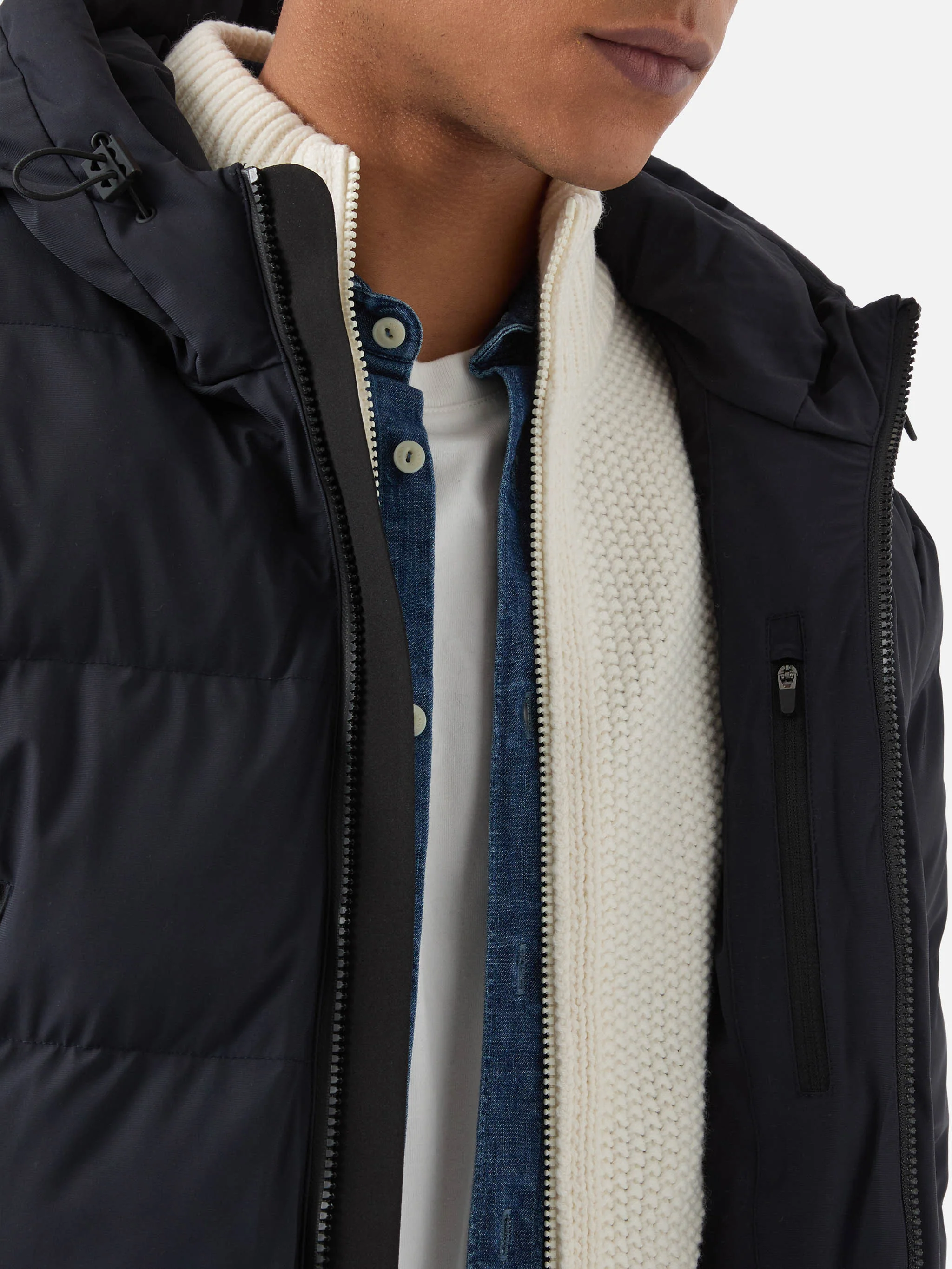 Maier padded hooded jacket in technical fabric in navy blue solid color - Image 6