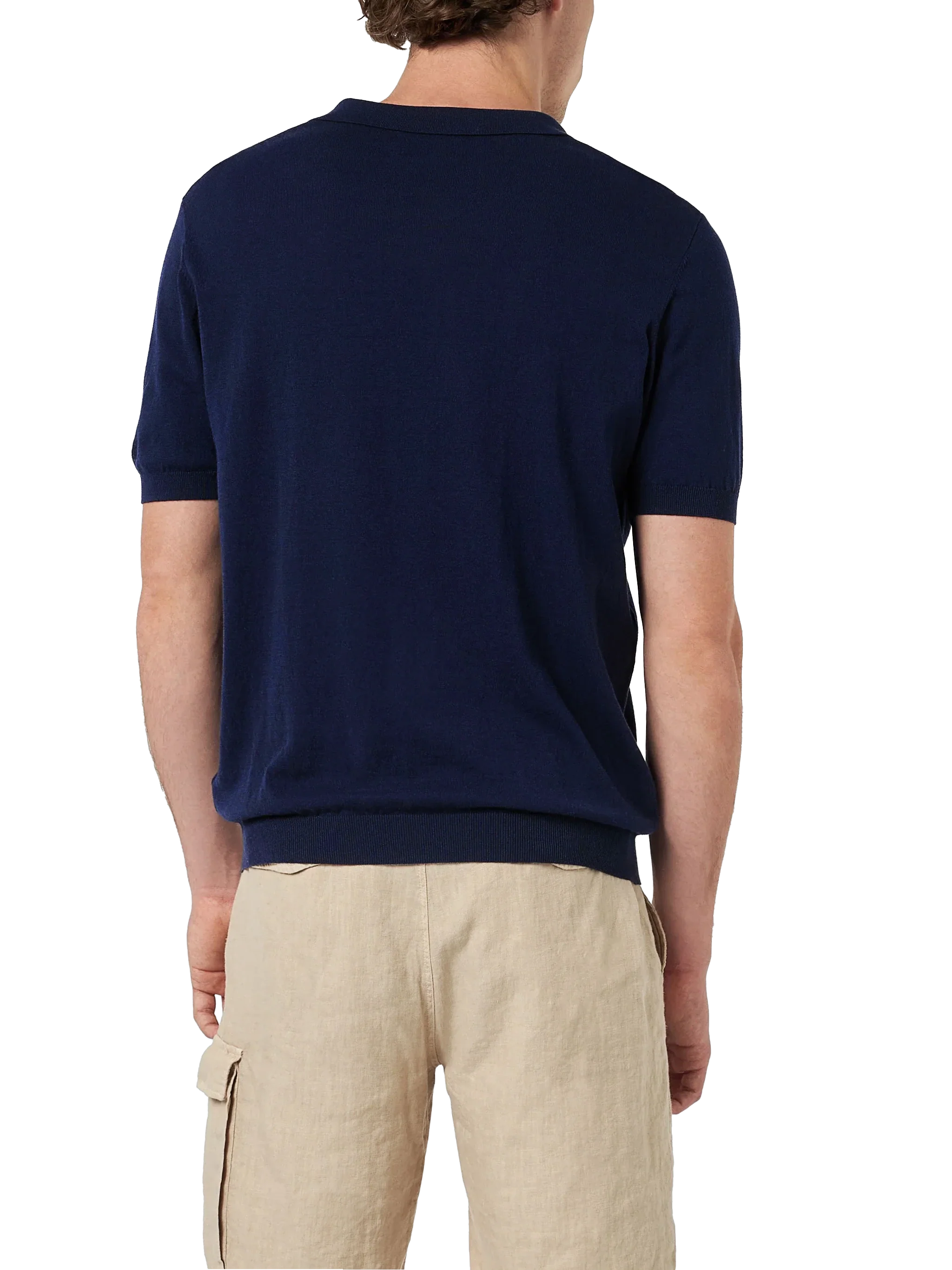 Navy blue buttonless knitted polo shirt Sloan - Image 3