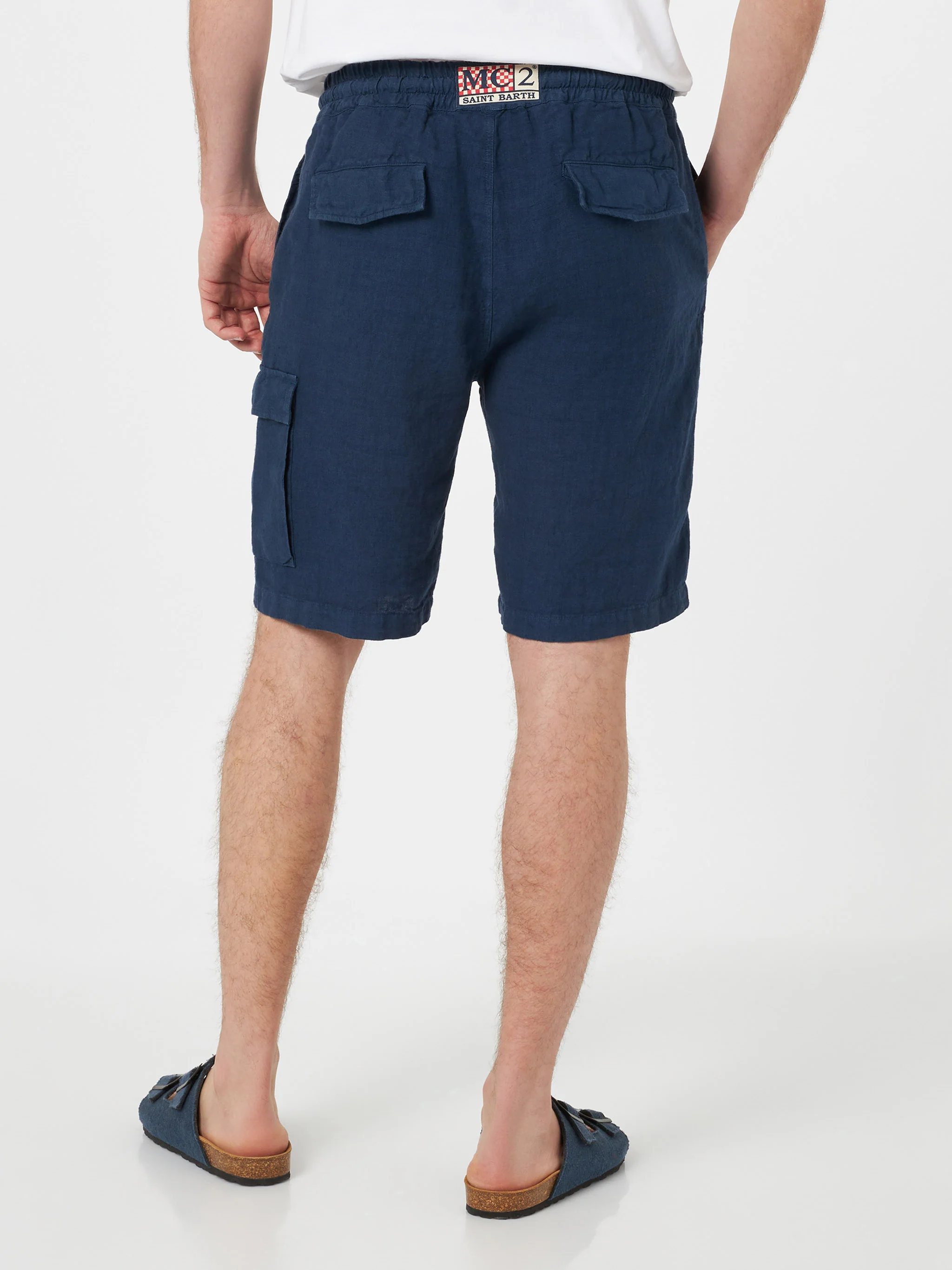 Marseille navy blue linen bermuda shorts - Image 2