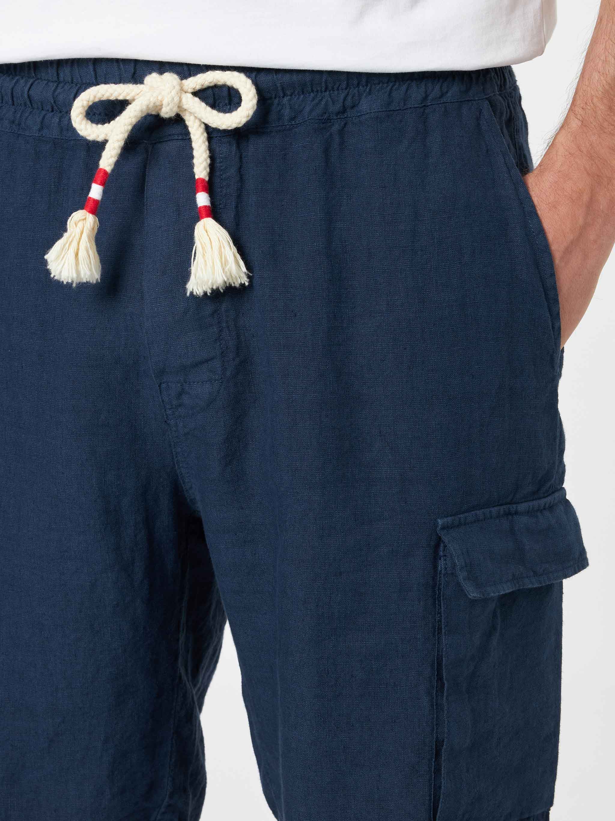 Marseille navy blue linen bermuda shorts - Image 3