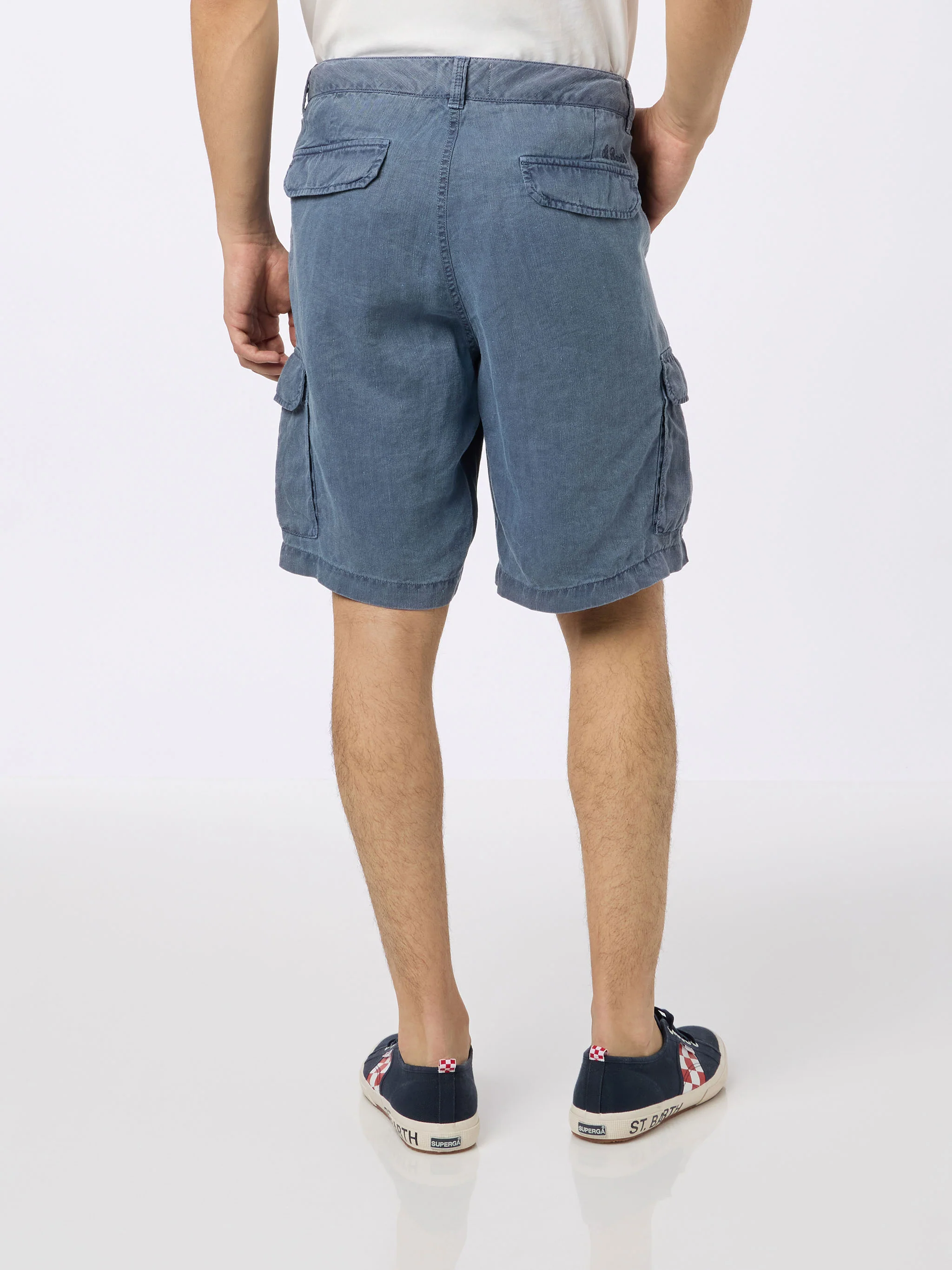 Rodi navy blue linen bermuda shorts - Image 2