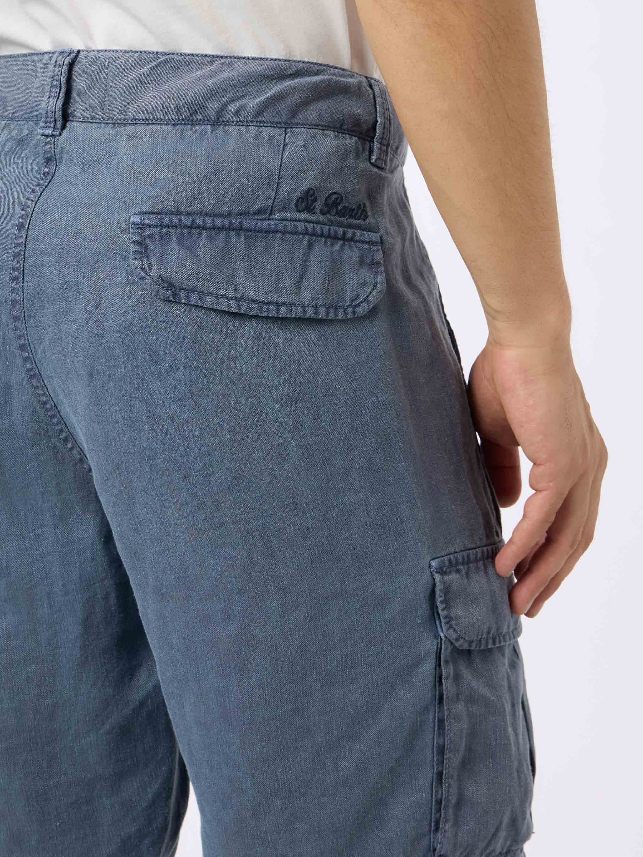 Rodi navy blue linen bermuda shorts - Image 3