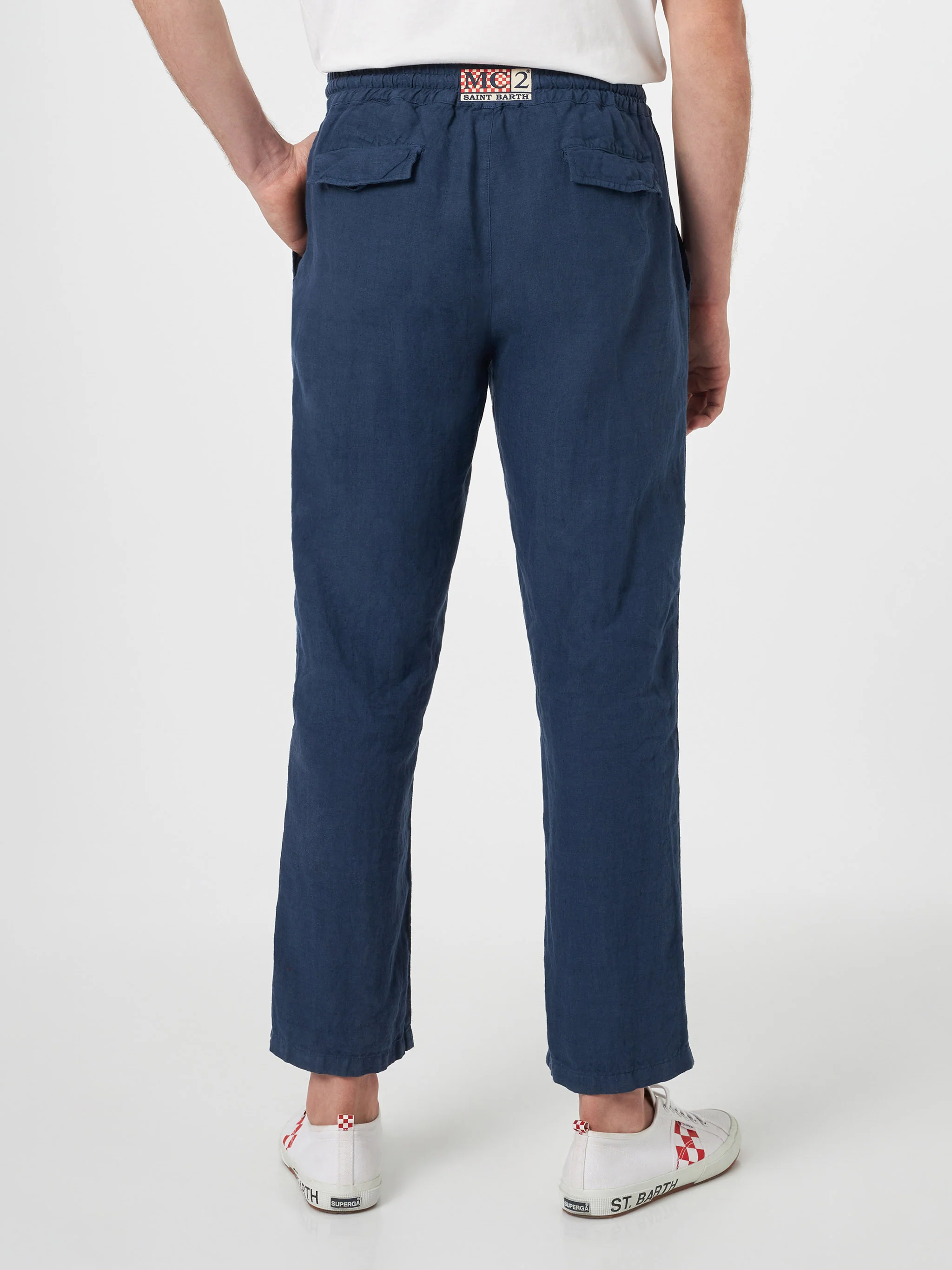 Calais navy blue linen pants - Image 2