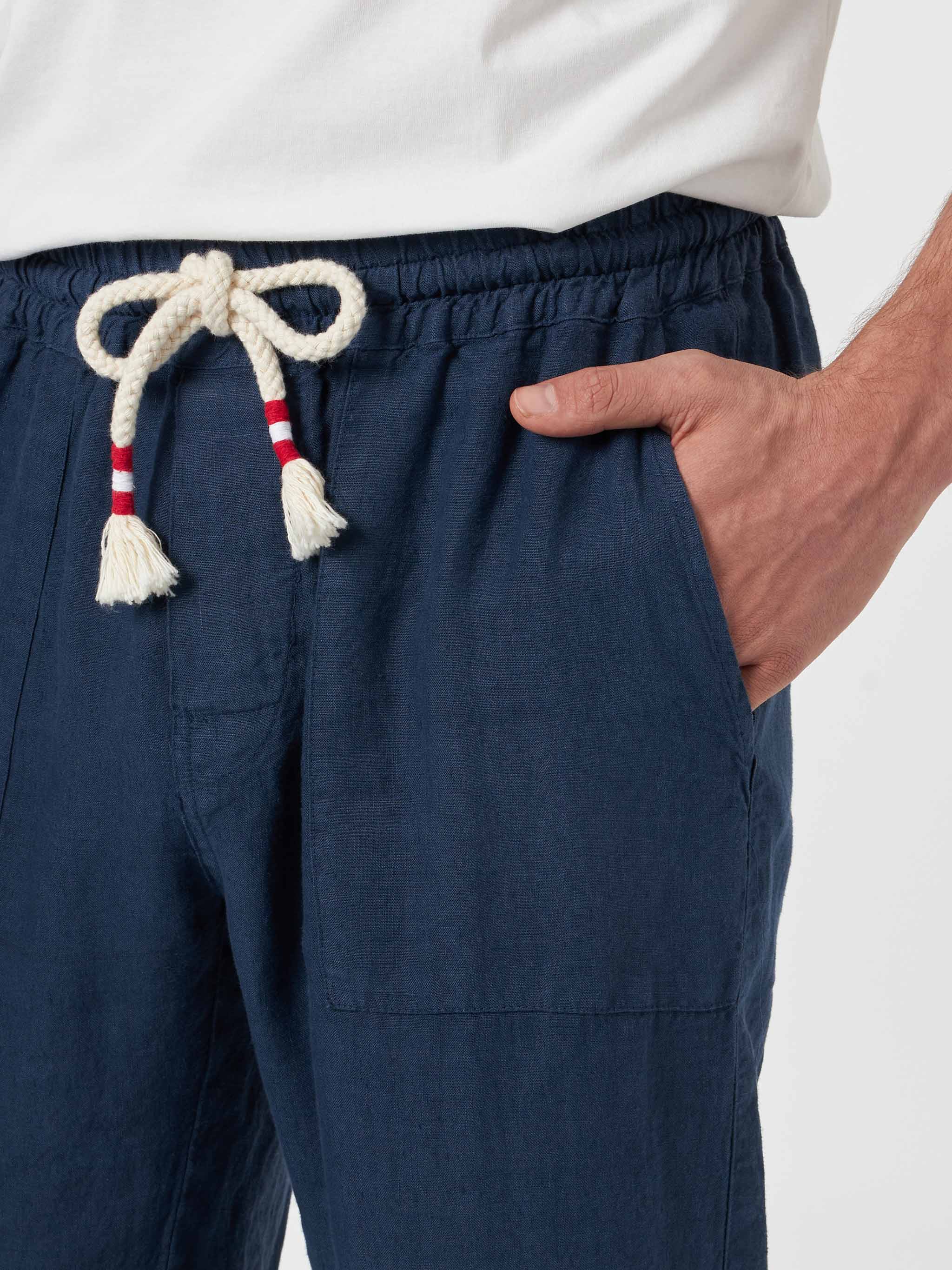 Calais navy blue linen pants - Image 3