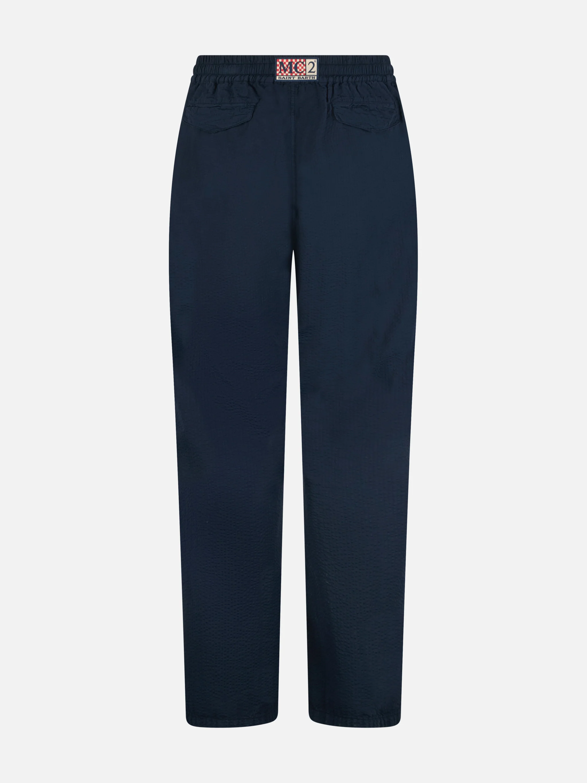 Relais navy blue seersucker cotton pants - Image 5