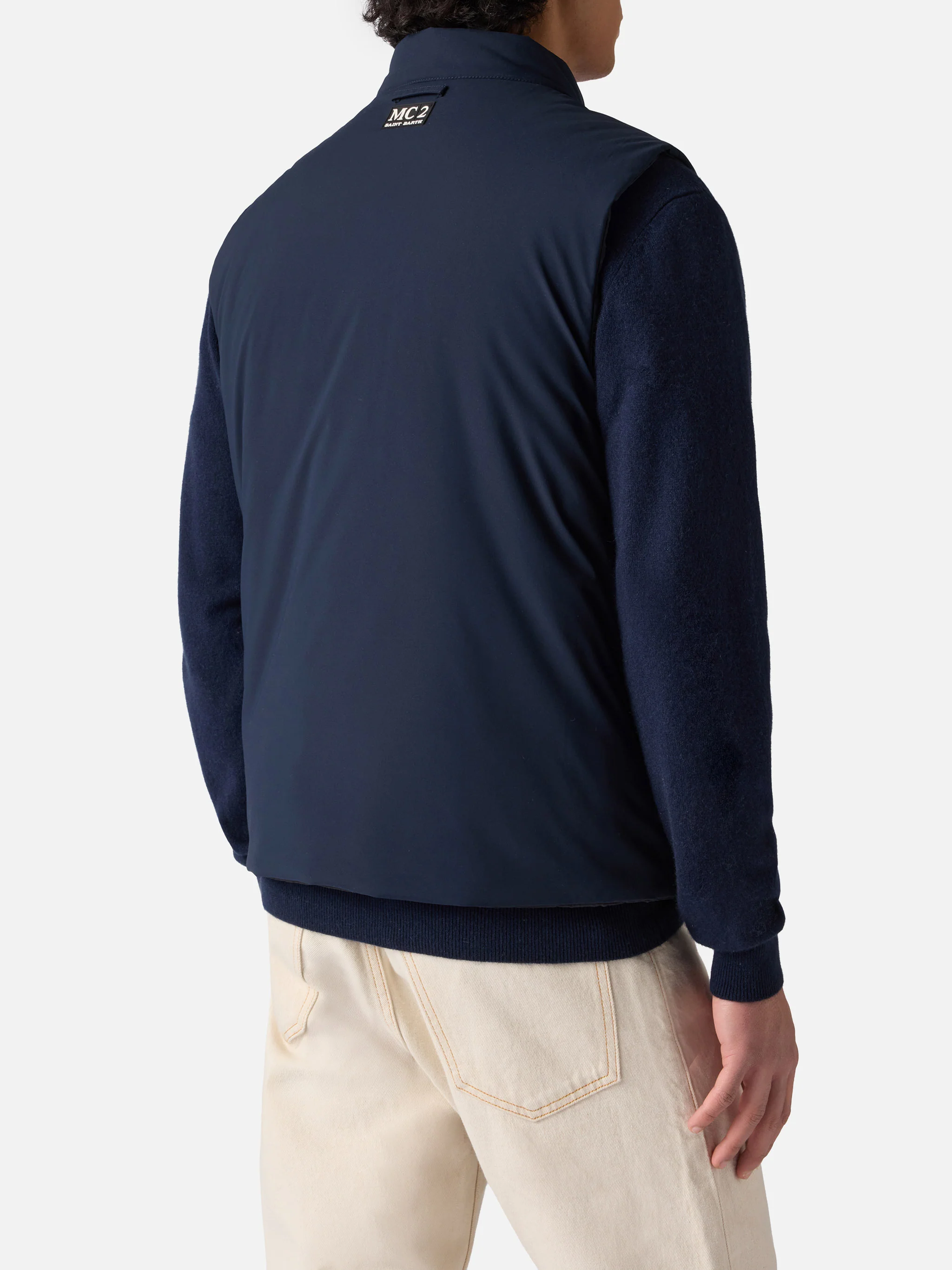 Vonn padded vest in technical fabric in navy blue solid color - Image 4