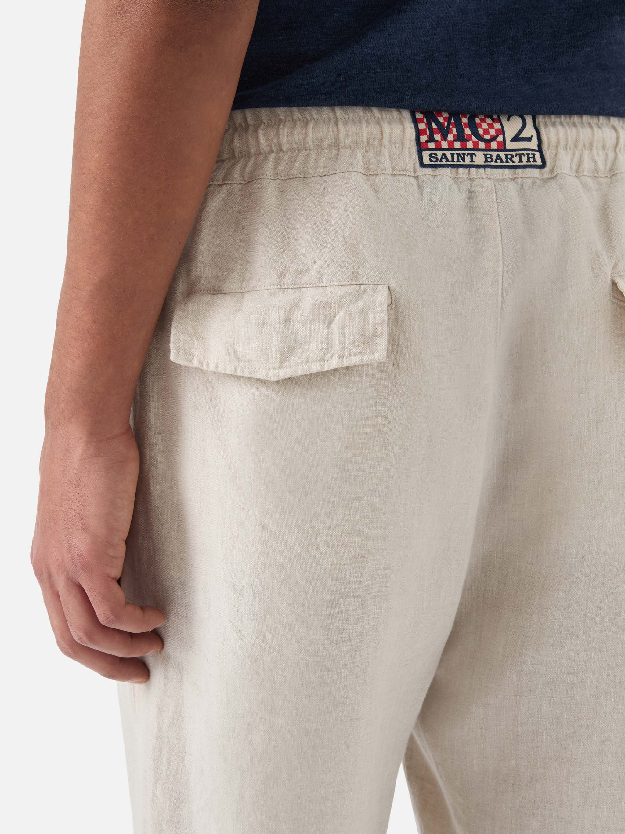 Calais cream linen pants - Image 4