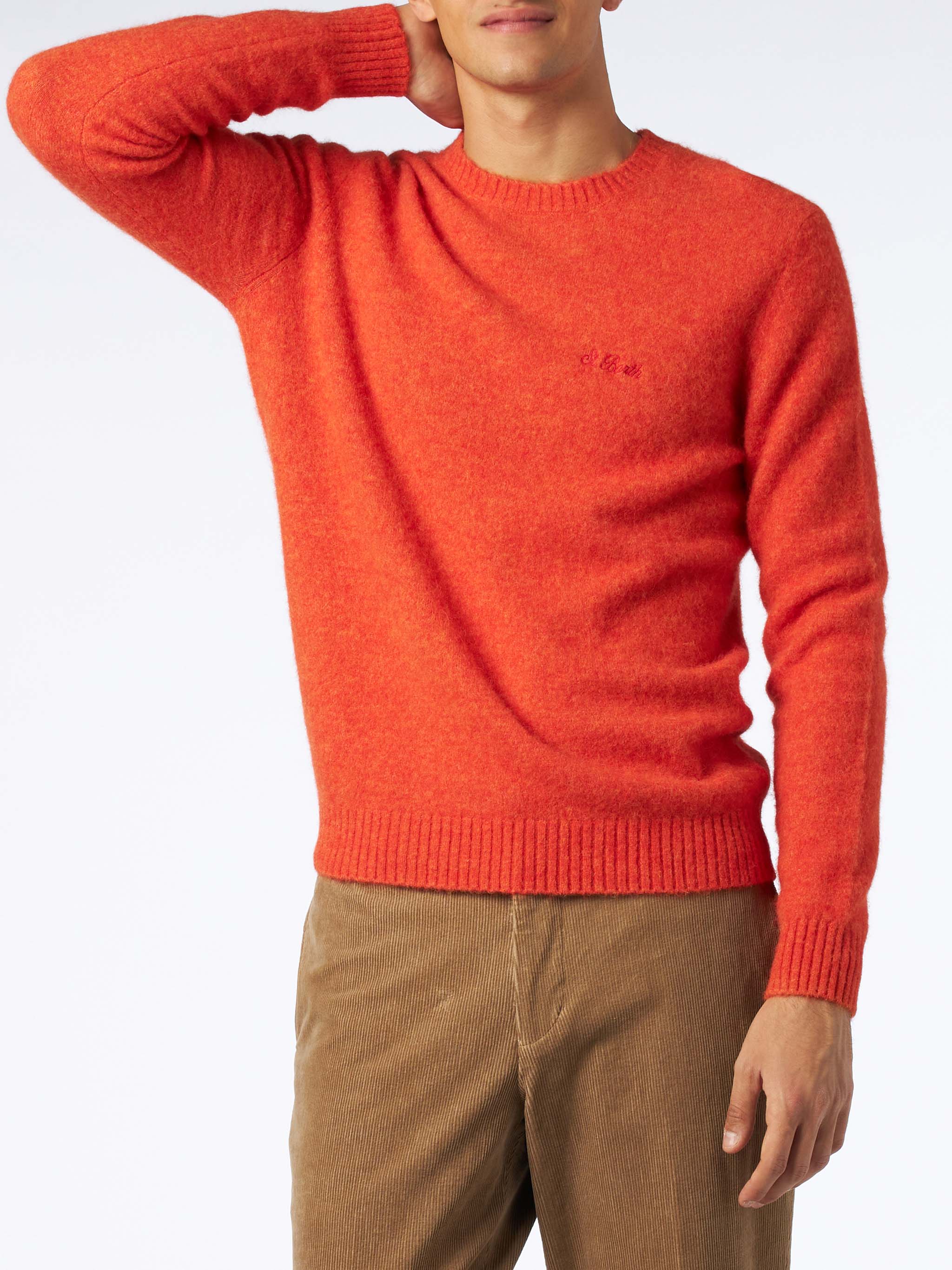 Heron orange stretch wool sweater