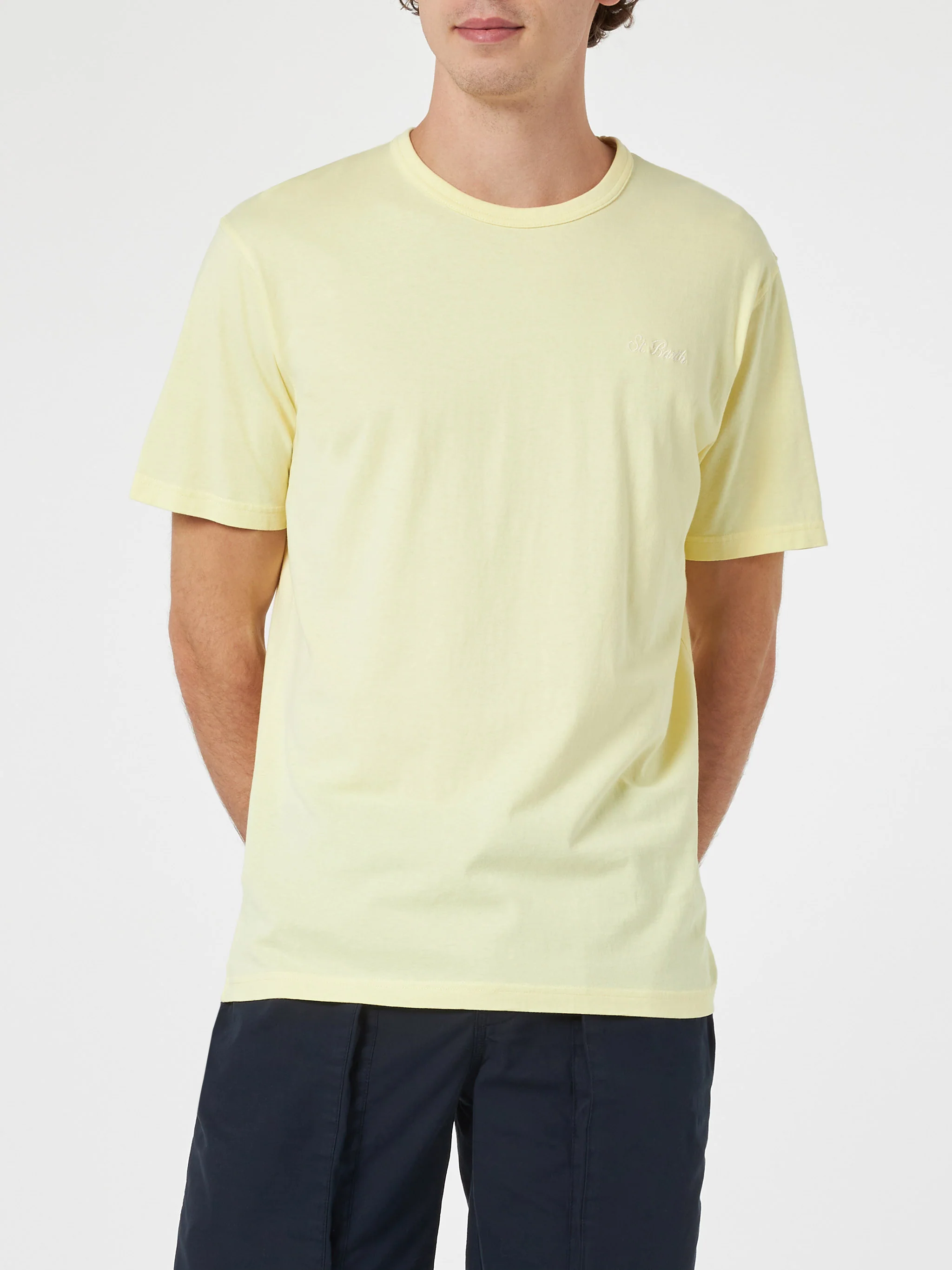 Dover pale yellow cotton t-shirt - Image 3