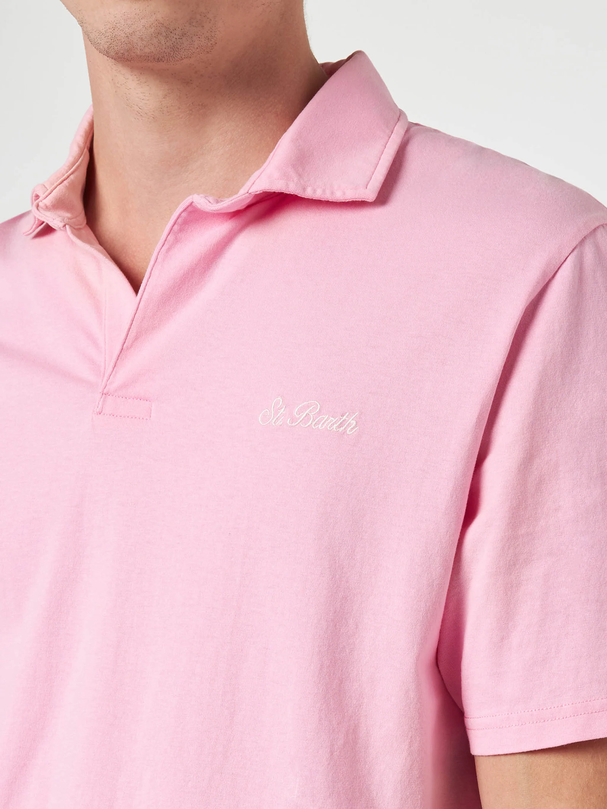 Brighton pink cotton jersey polo shirt - Image 2