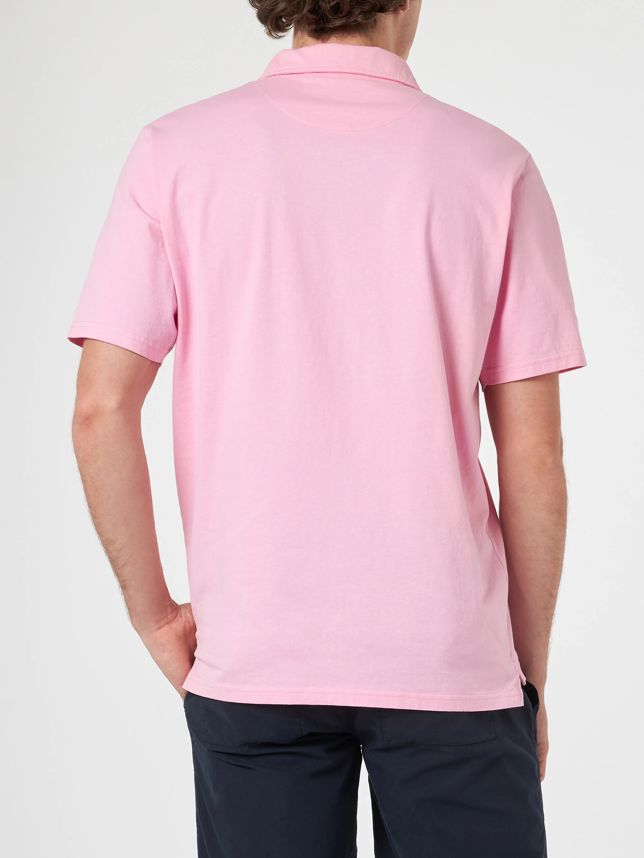 Brighton pink cotton jersey polo shirt - Image 3