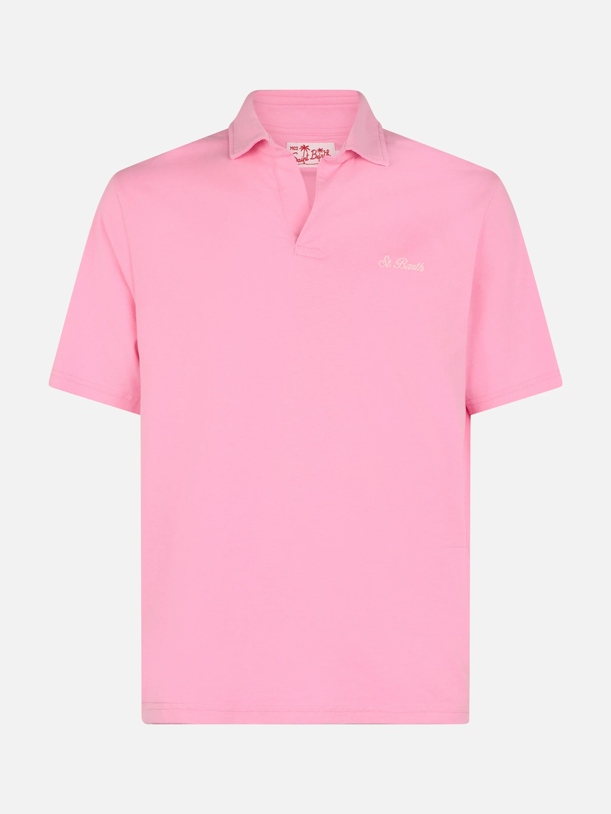 Brighton pink cotton jersey polo shirt - Image 5