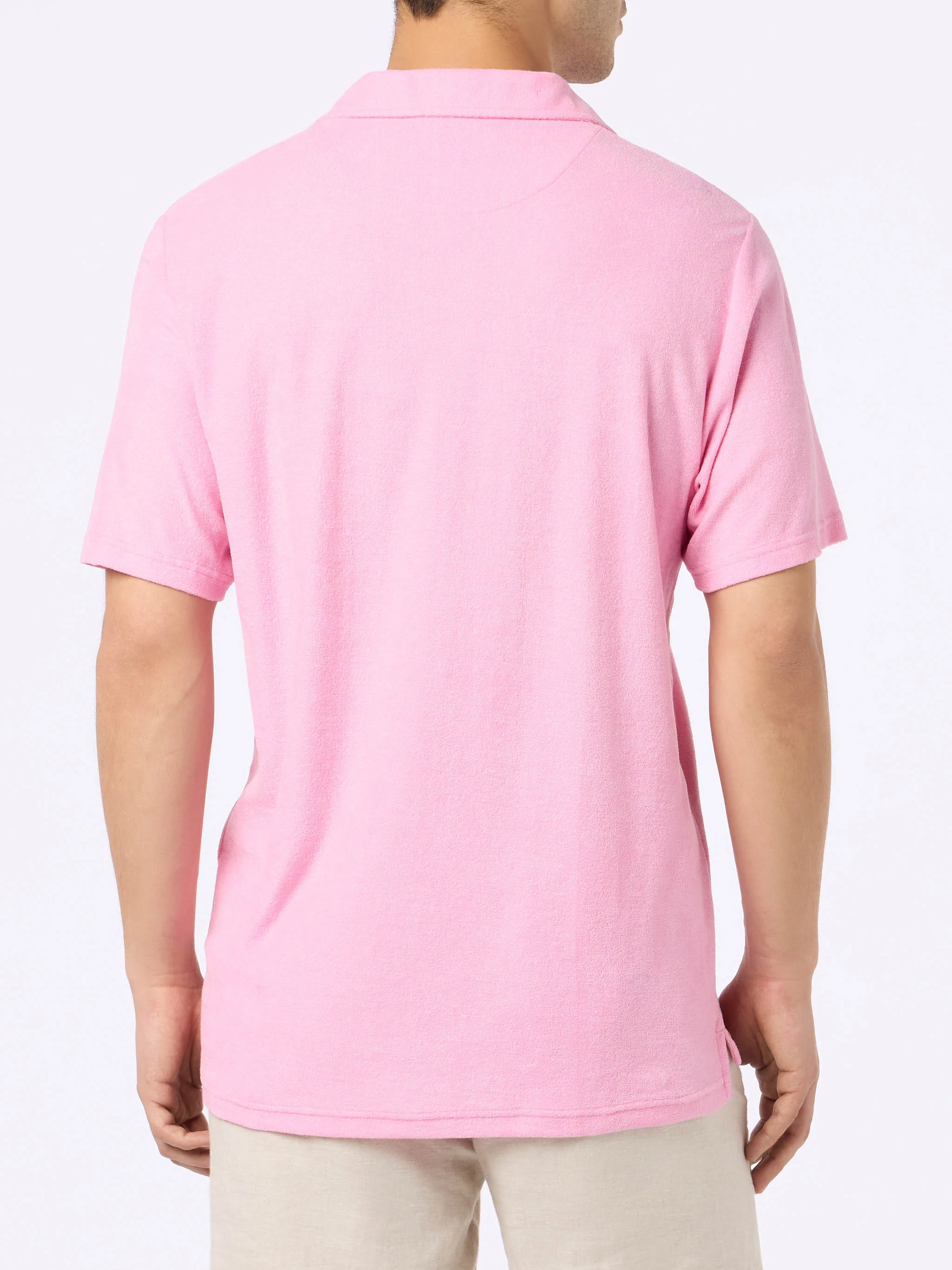 Jeremy pink terry polo shirt - Image 3