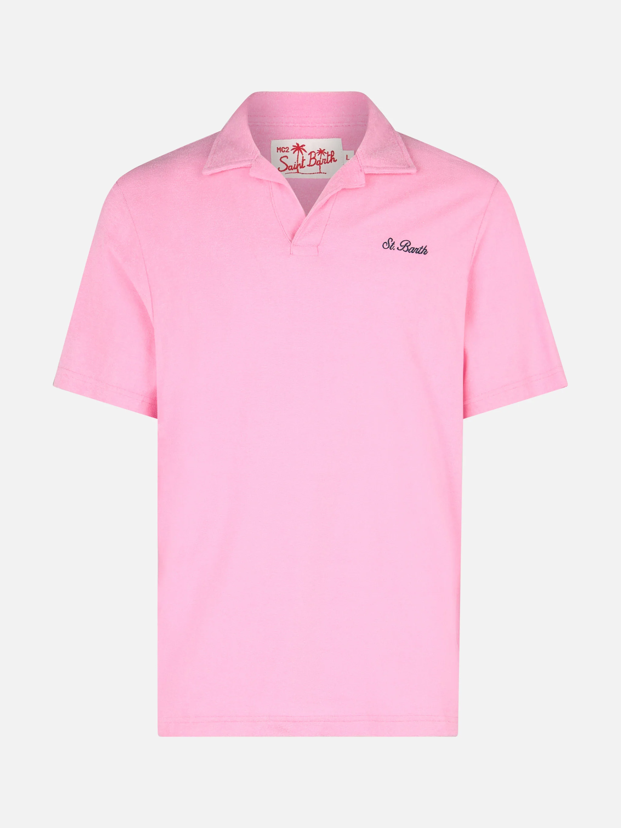 Jeremy pink terry polo shirt - Image 4