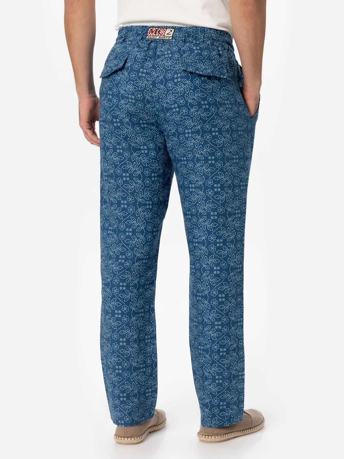 Calais blue sashiko linen pants - Image 3