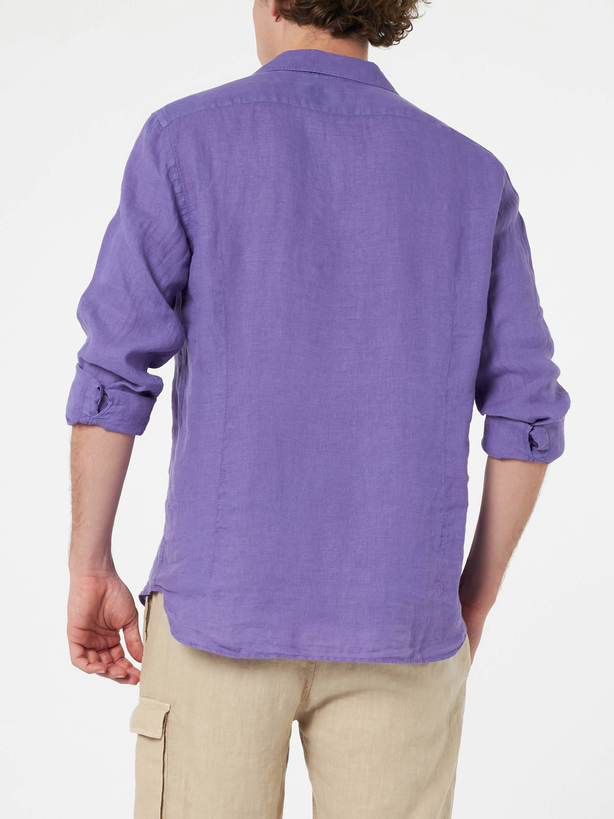 Pamplona linen shirt in vintage purple - Image 2