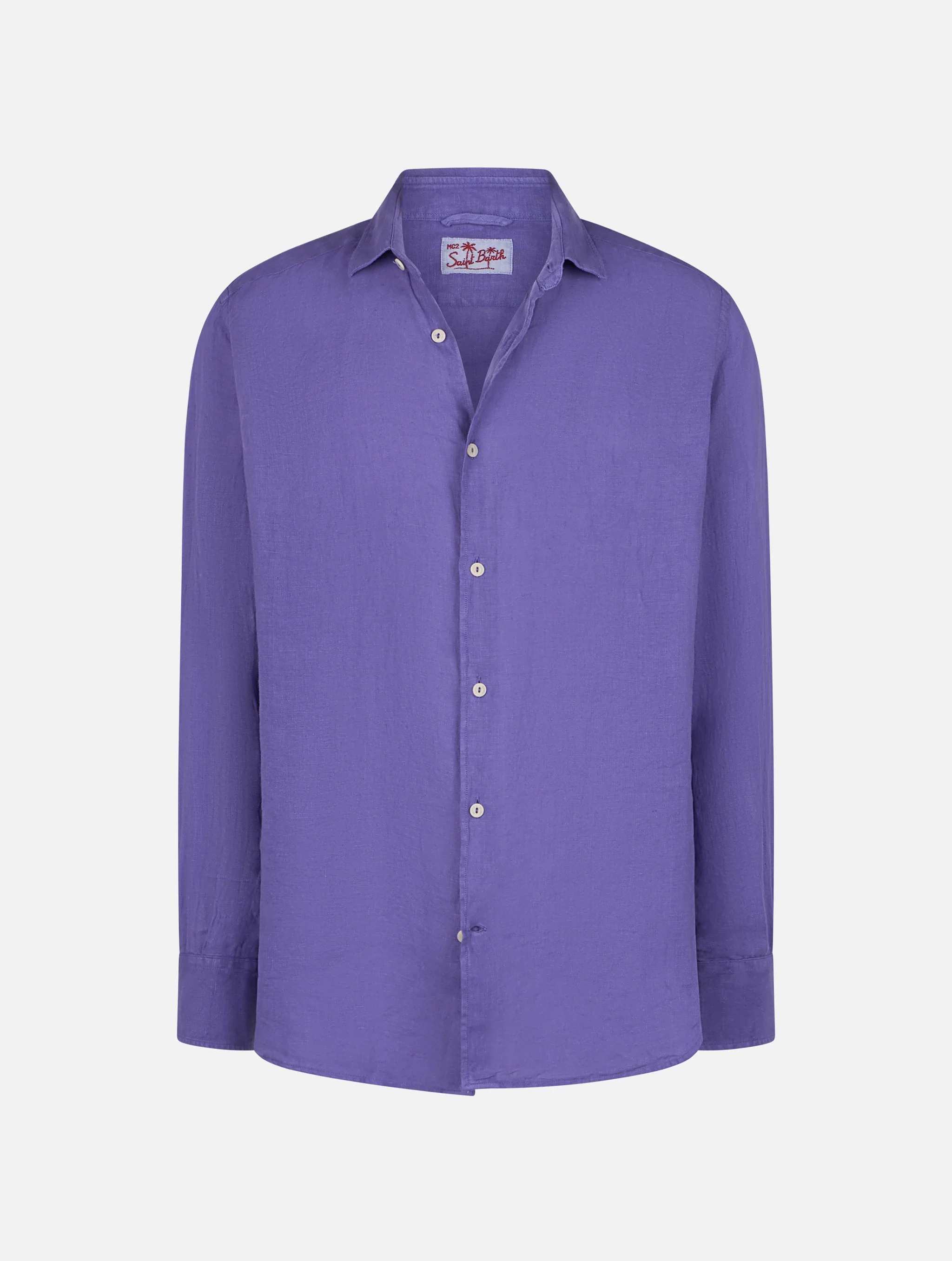 Pamplona linen shirt in vintage purple - Image 4