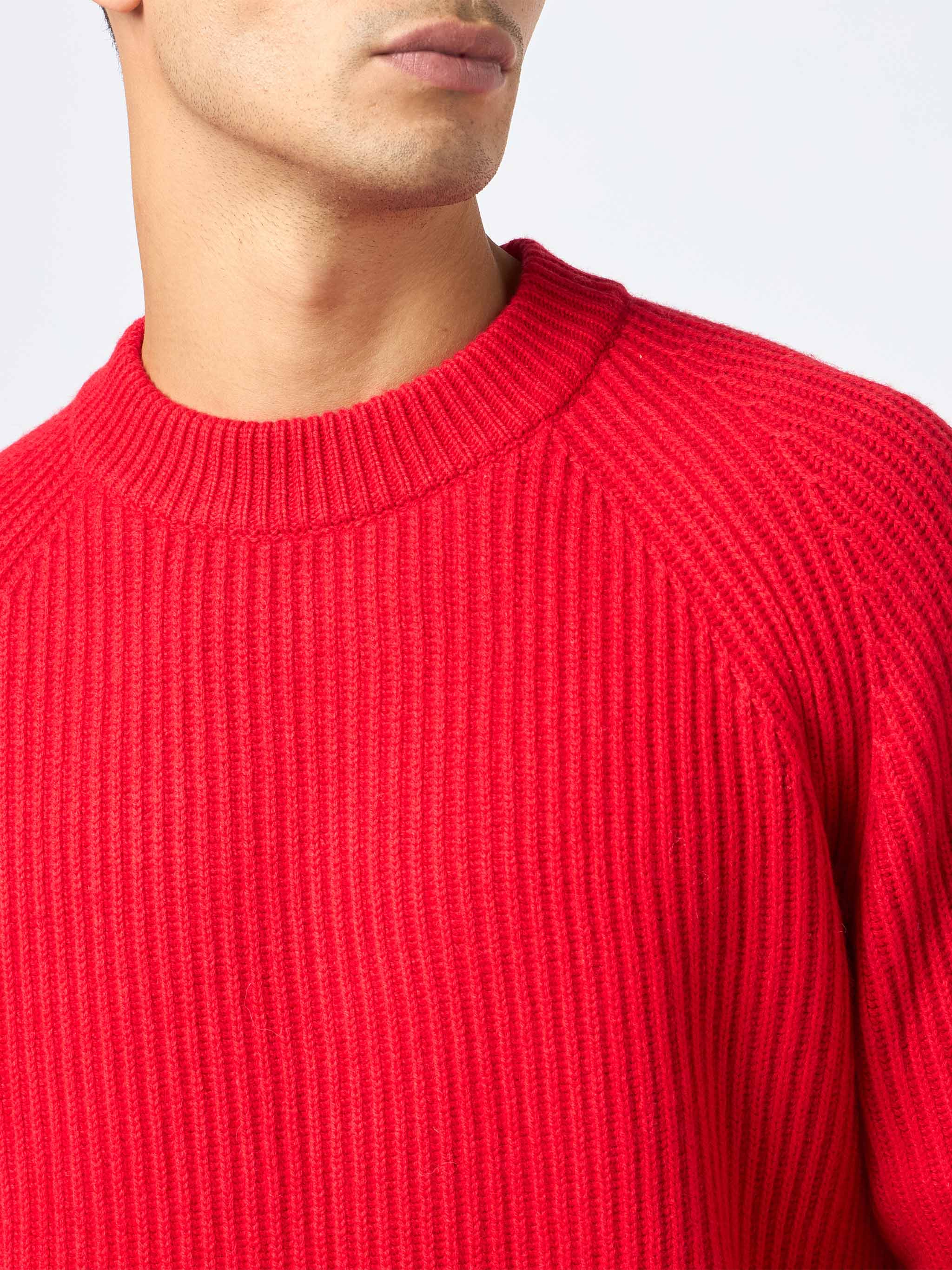Marine ribbed red cashmere blend sweater - Image 3