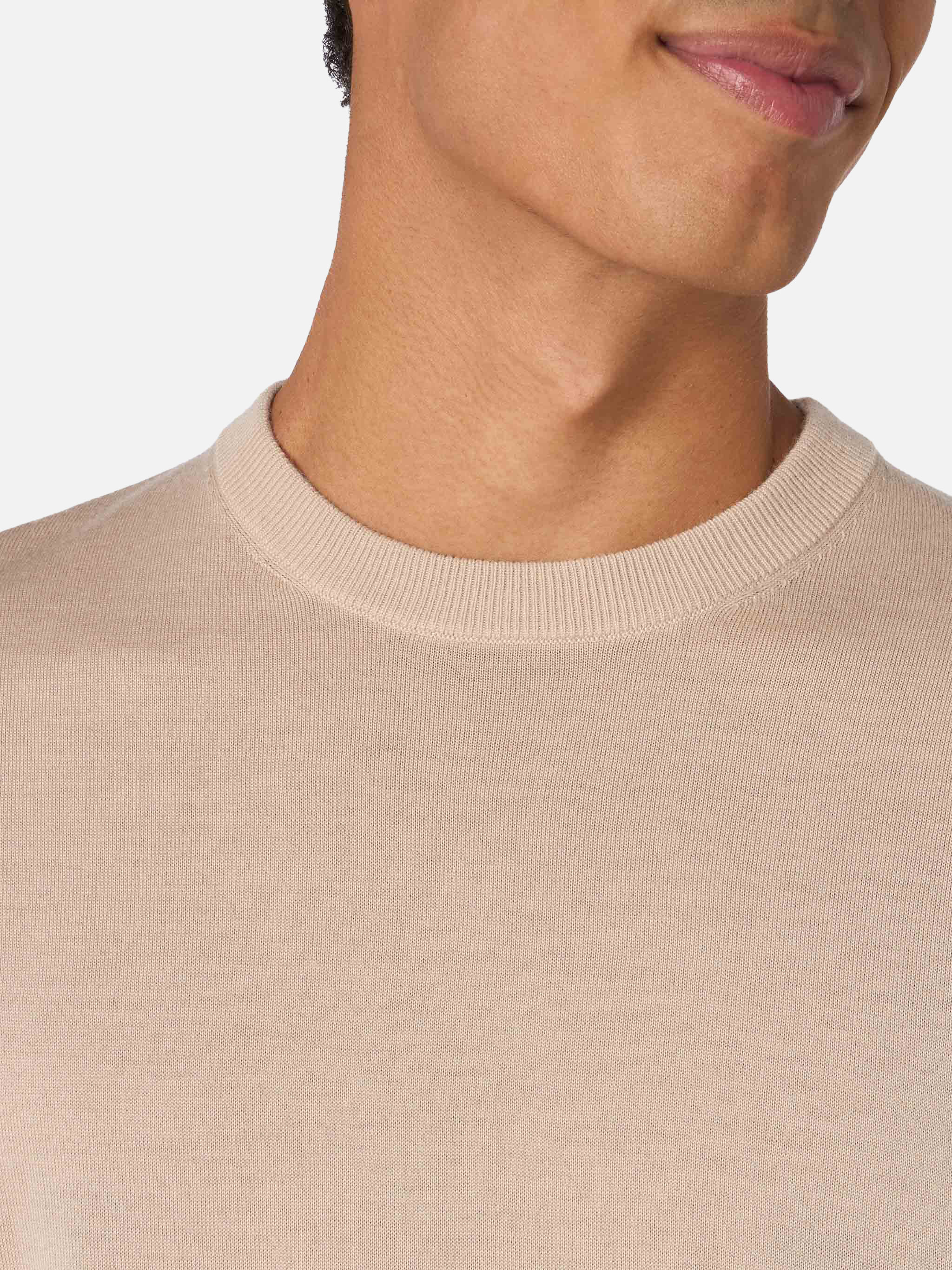 Beige sweater Regent in 100% MERINO WOOL - Image 2