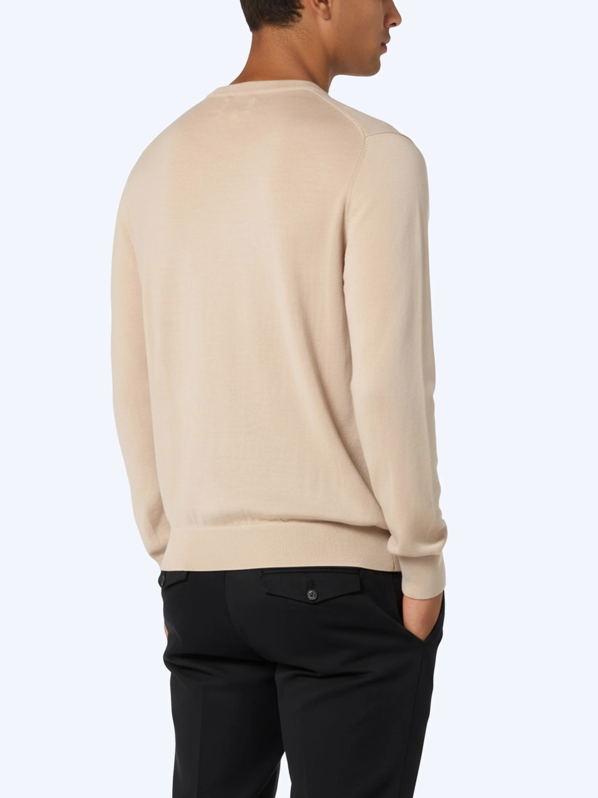 Beige sweater Regent in 100% MERINO WOOL - Image 4