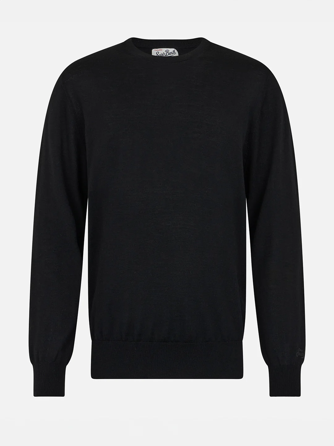 Crewneck Regent sweater in 100% black MERINO WOOL - Image 4