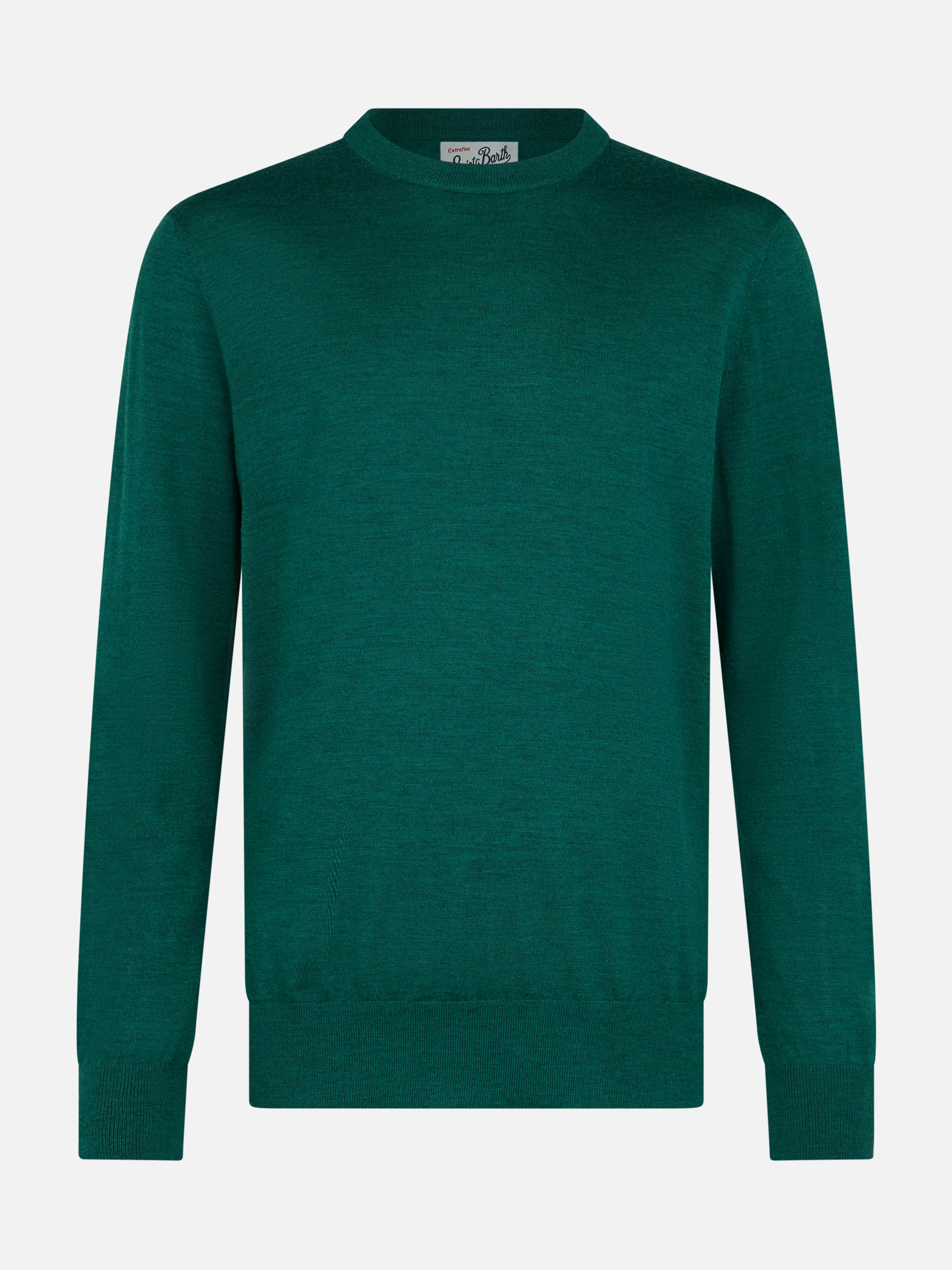 Crewneck sweater Regent in British green MERINO WOOL - Image 3