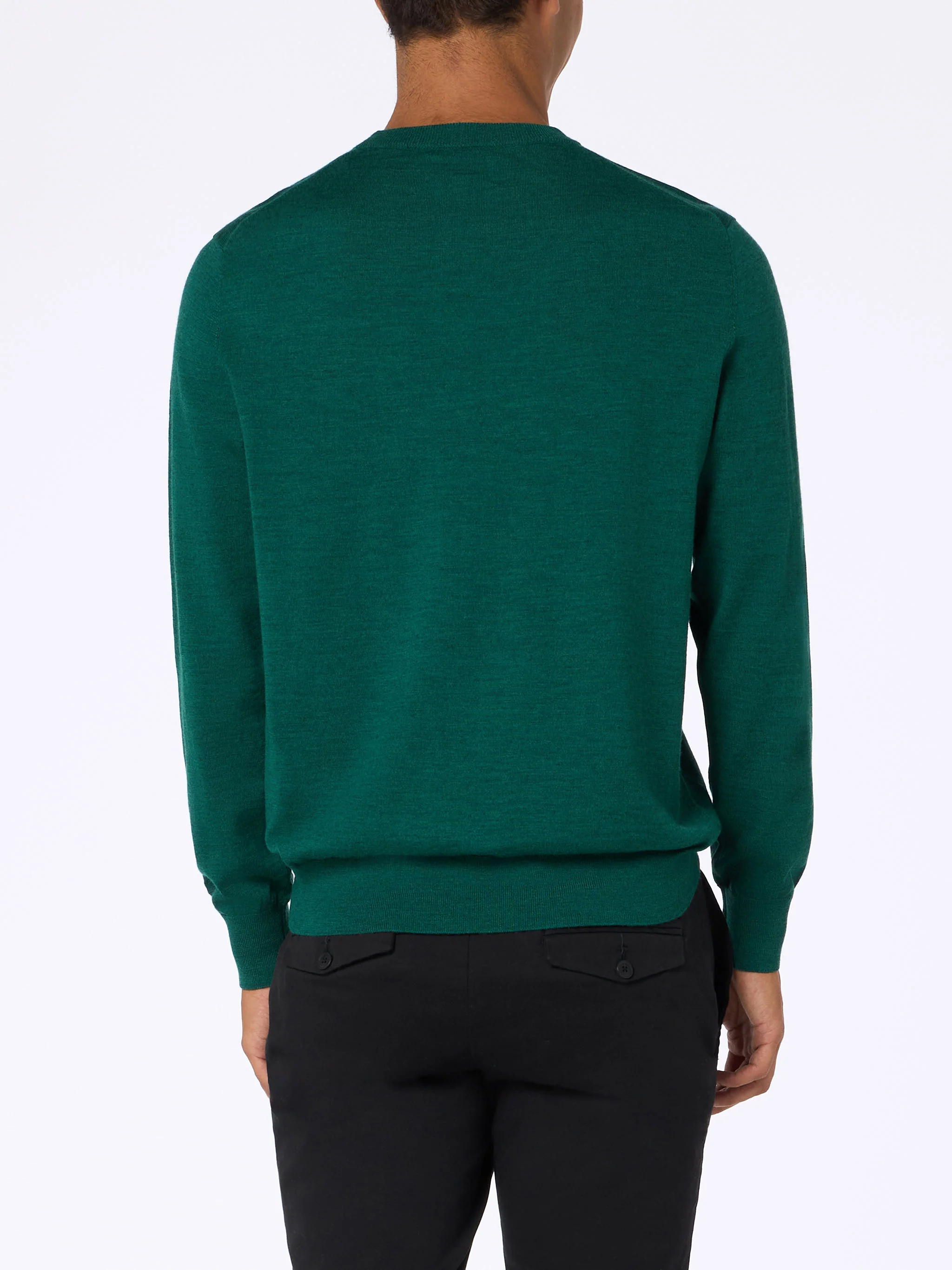 Crewneck sweater Regent in British green MERINO WOOL - Image 4