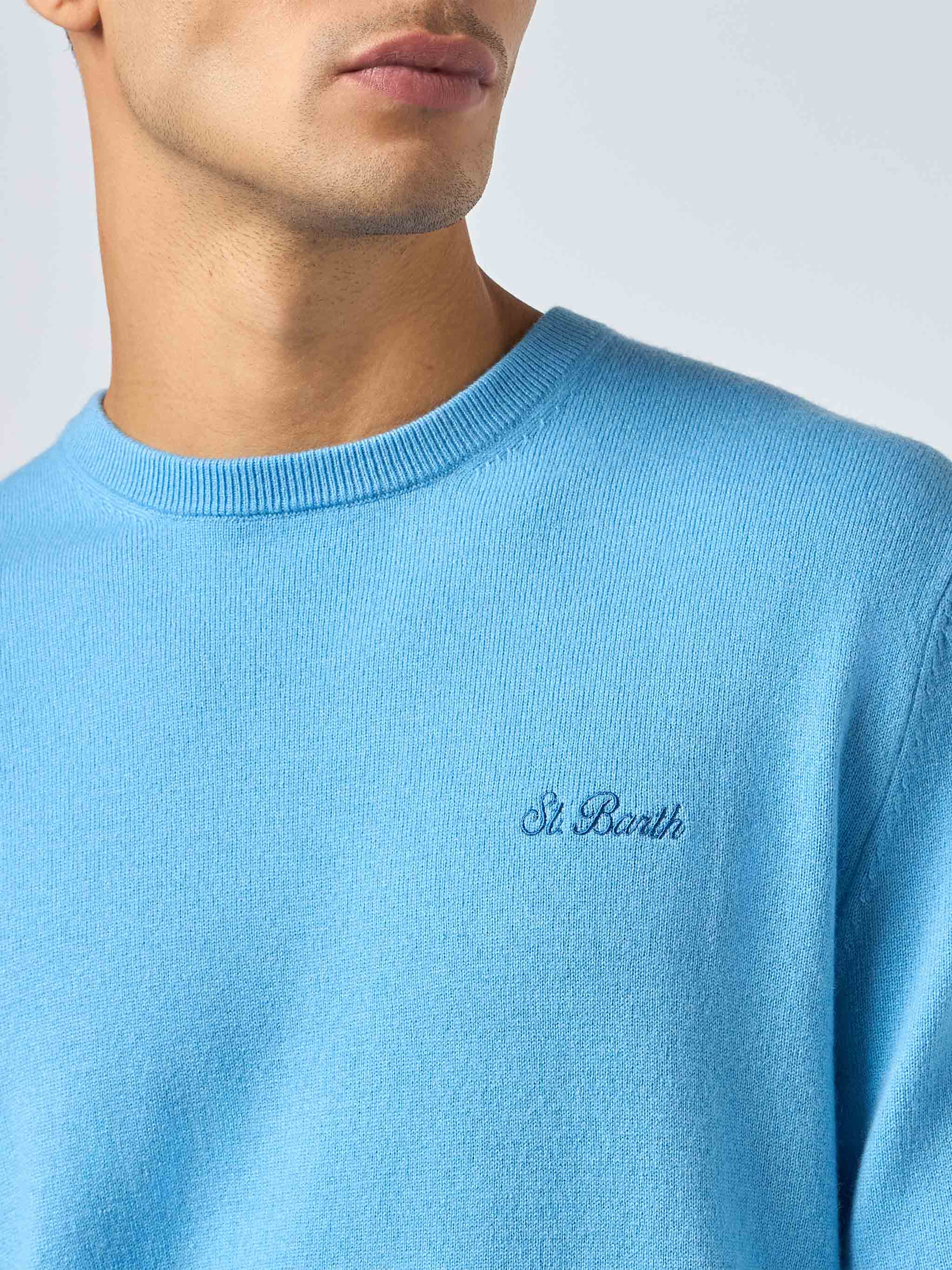 Crewneck sweater Regent in dusty blue BLENDED CASHMERE - Image 3