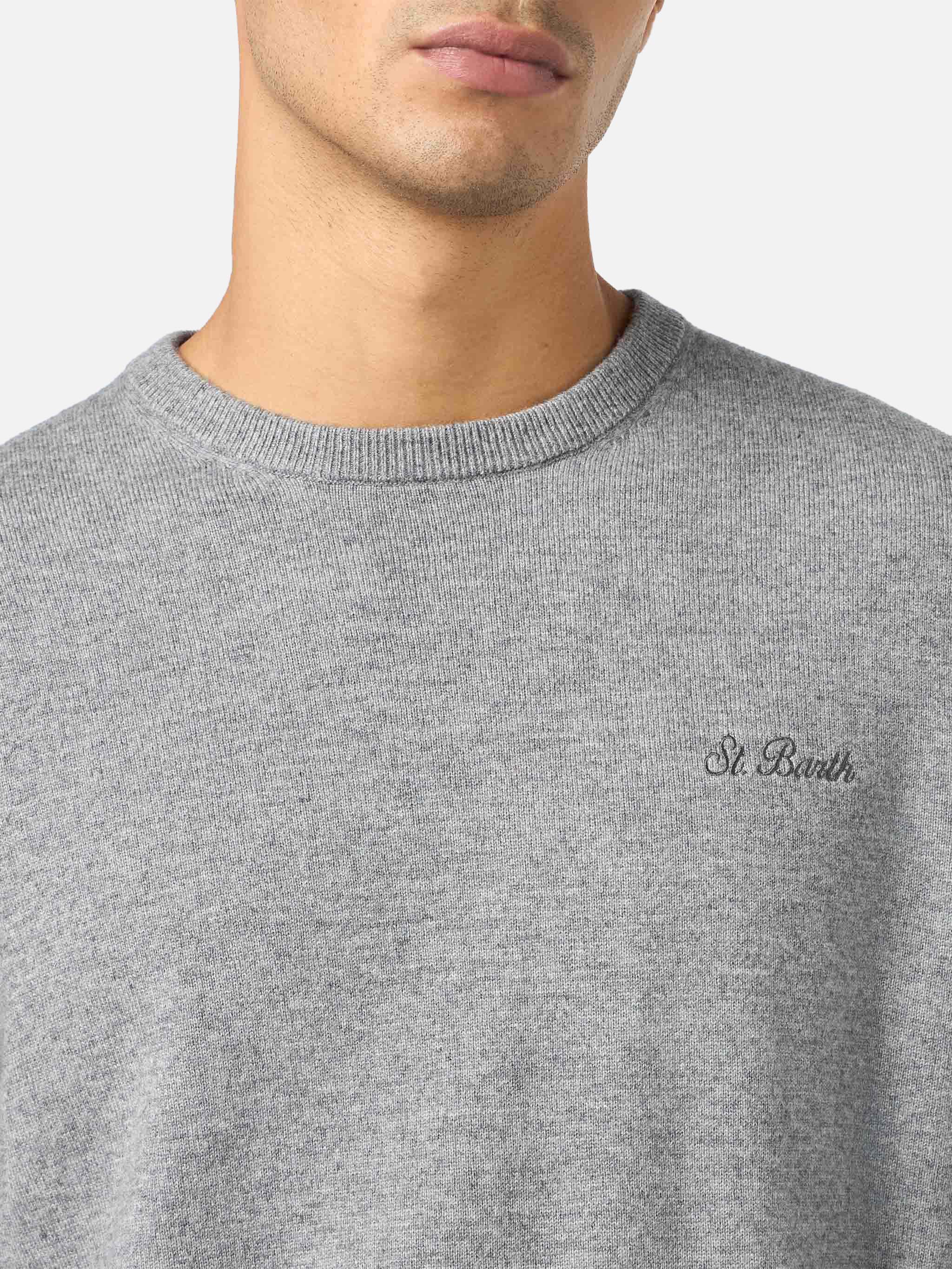 Crewneck sweater Regent in mélange grey BLENDED CASHMERE - Image 3