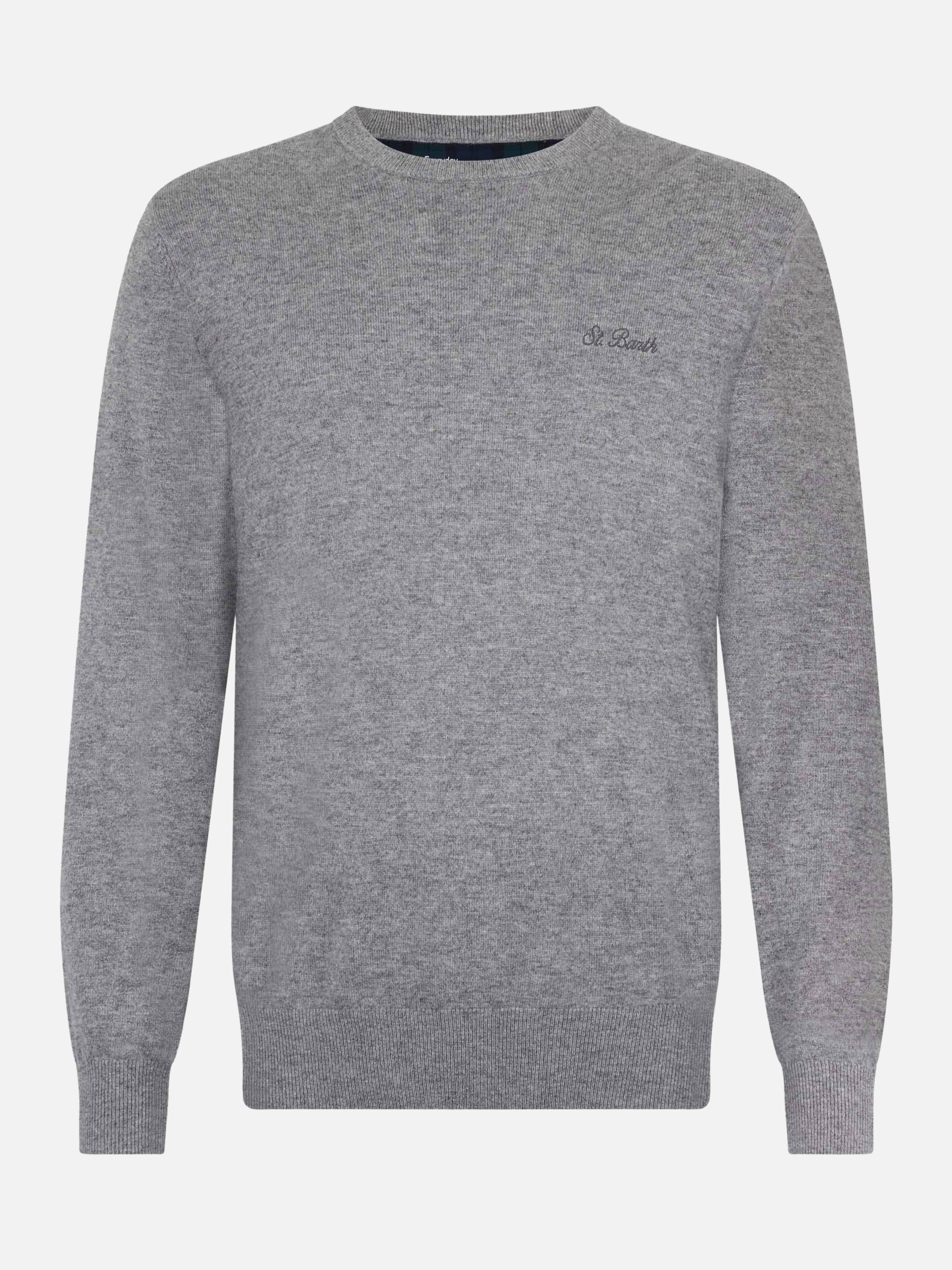 Crewneck sweater Regent in mélange grey BLENDED CASHMERE - Image 4