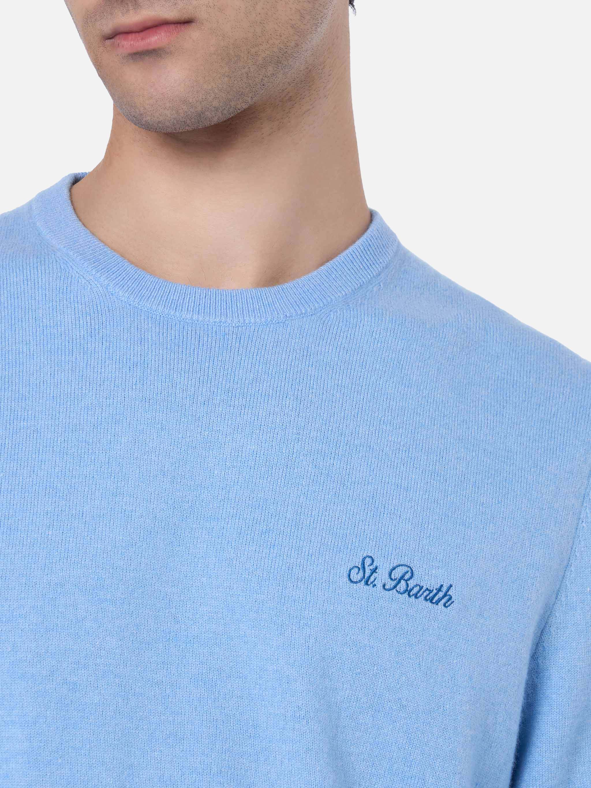 Crewneck sweater Regent in light blue BLENDED CASHMERE - Image 2
