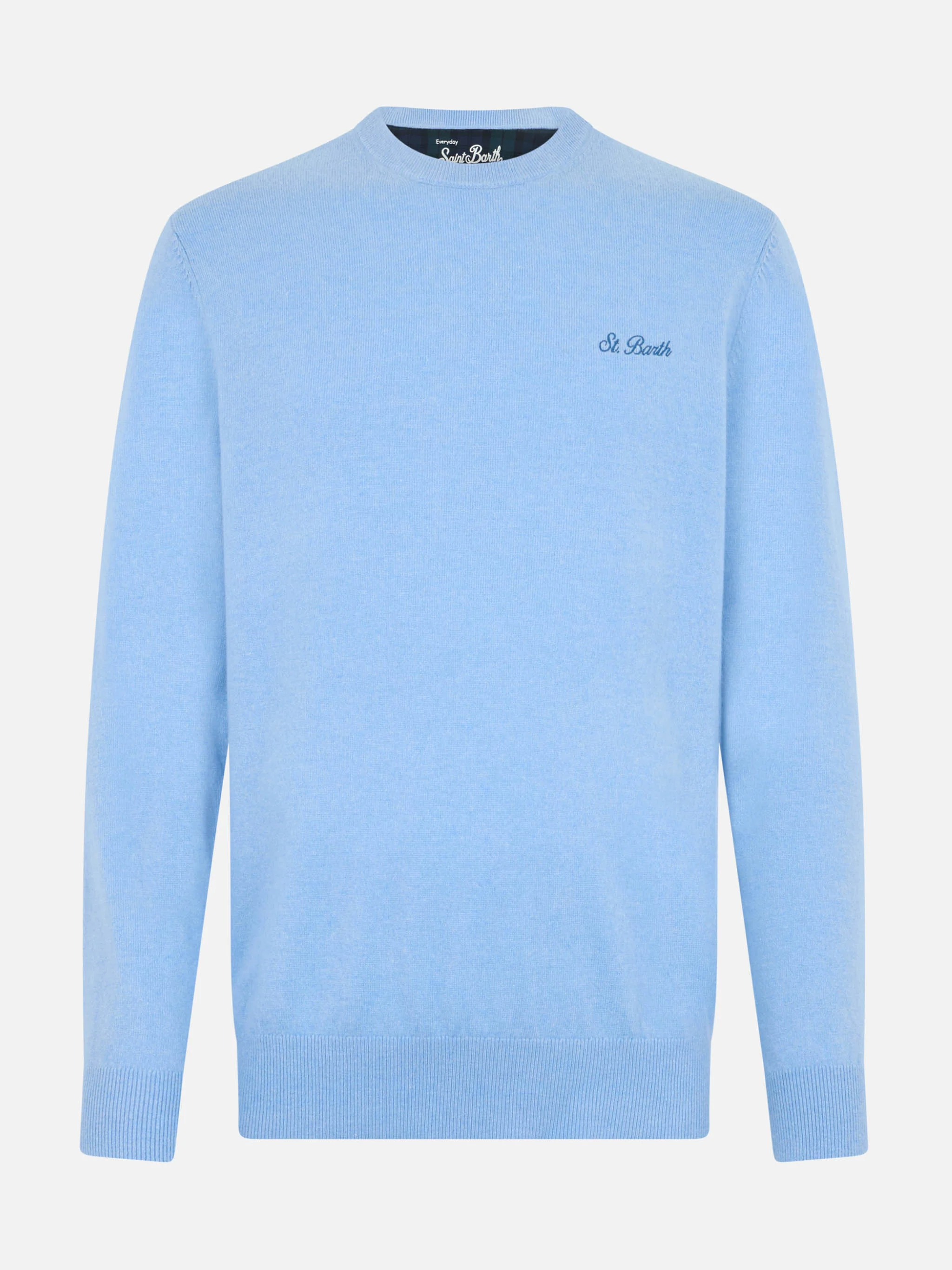 Crewneck sweater Regent in light blue BLENDED CASHMERE - Image 4