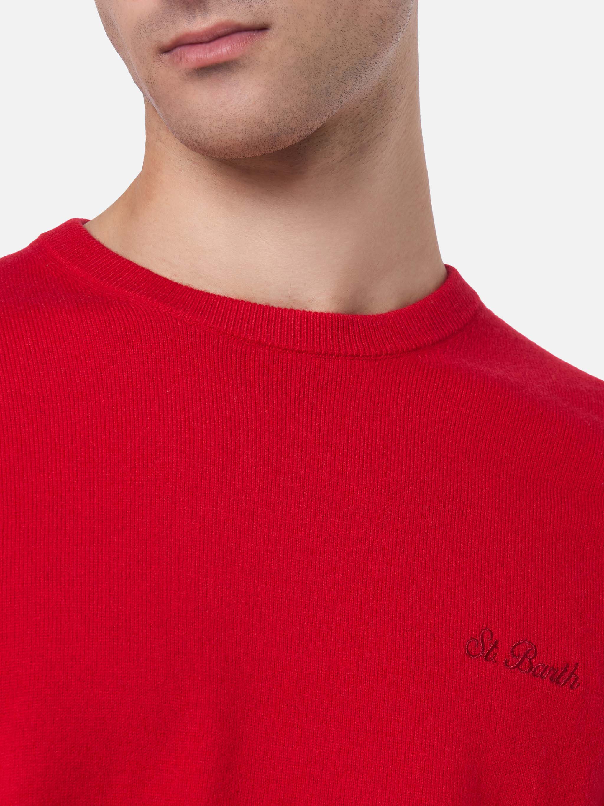 Crewneck sweater Regent in red BLENDED CASHMERE - Image 3